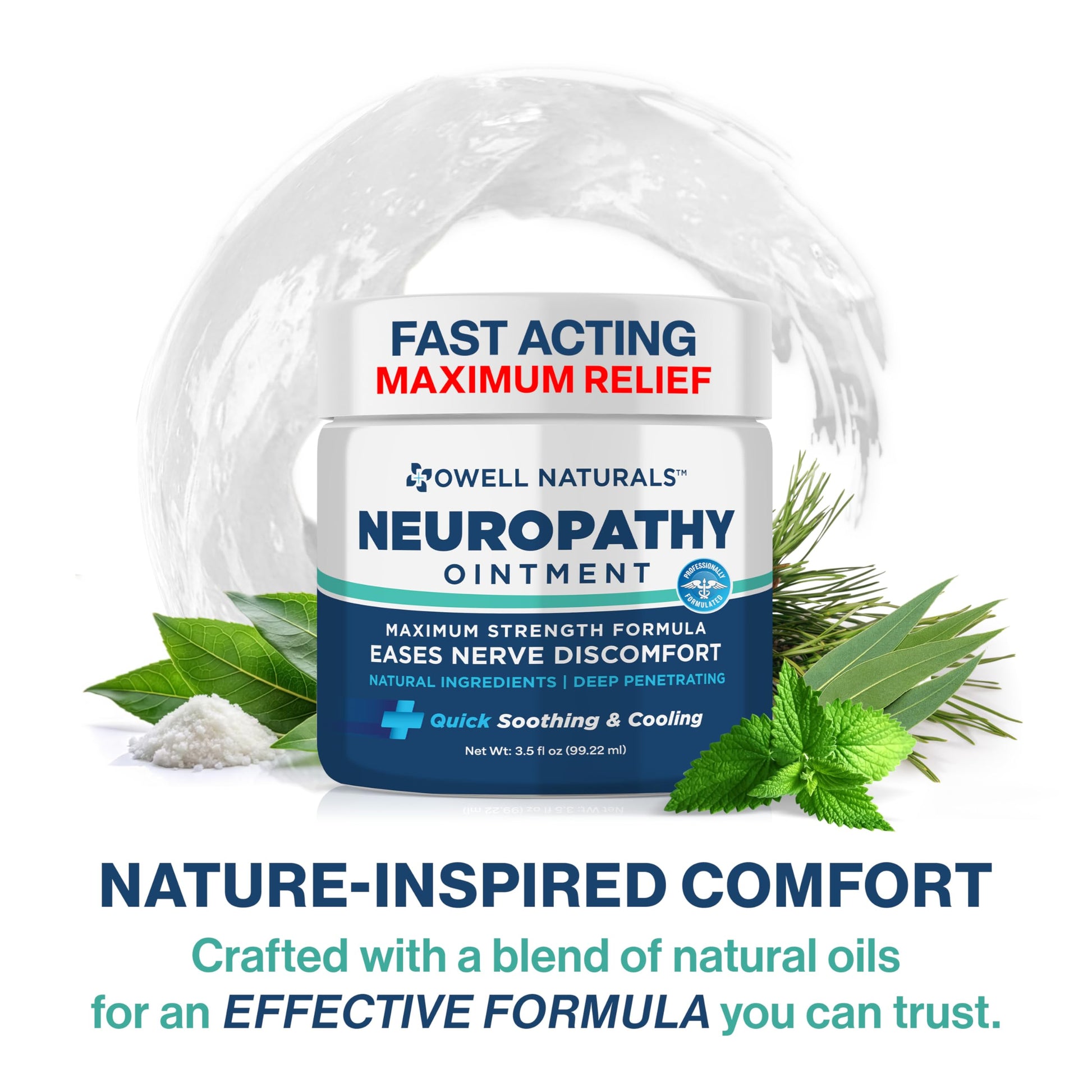 Owell Naturals Neuropathy Nerve Ointment for Feet, Fingers, Hands, Toes, Back, Legs & Arms - Fast-Acting Formula, Max Strength, Cooling Effect, 3.5 Fl Oz Owell NaturalsAu supplements