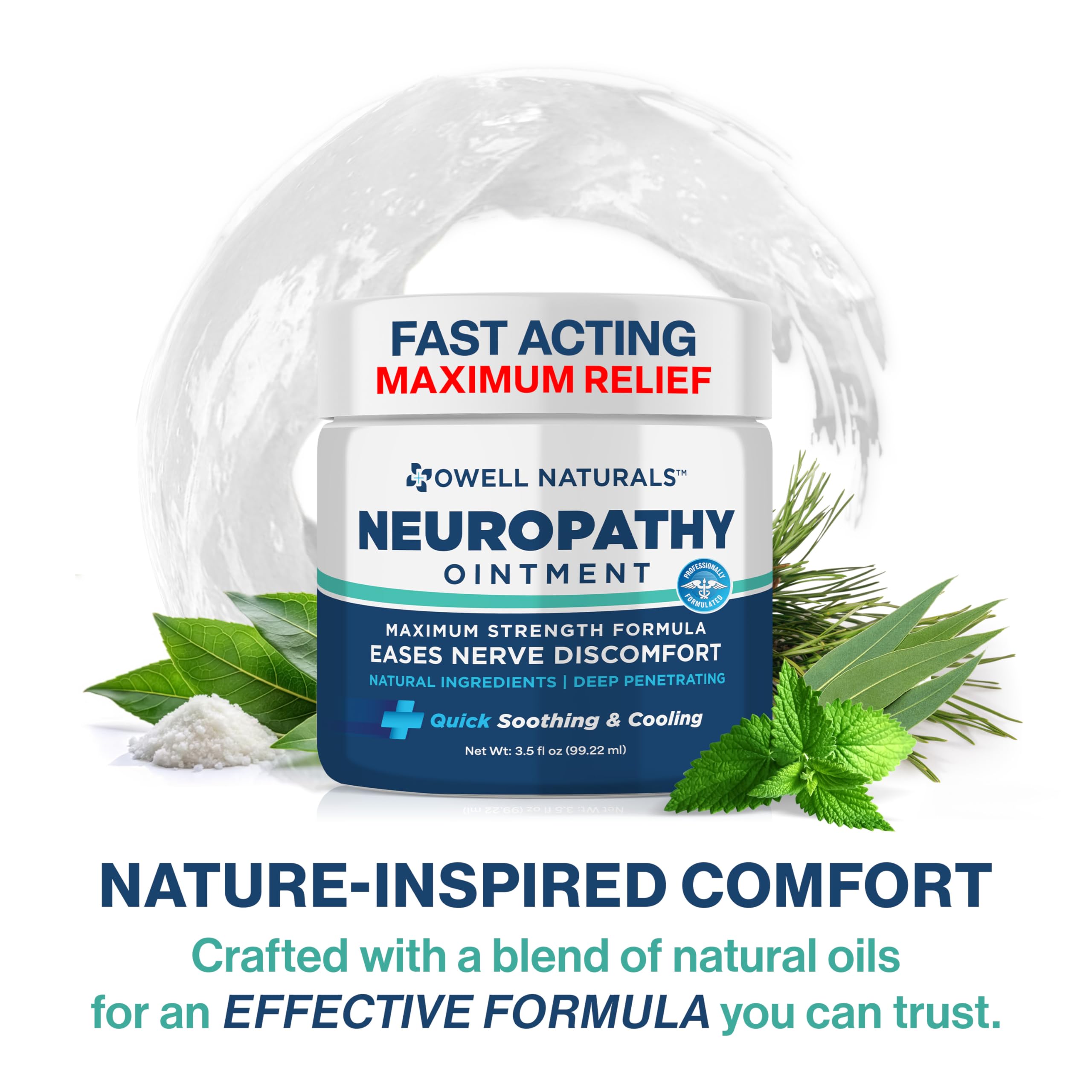 Owell Naturals Neuropathy Nerve Ointment for Feet, Fingers, Hands, Toes, Back, Legs & Arms - Fast-Acting Formula, Max Strength, Cooling Effect, 3.5 Fl Oz Owell NaturalsAu supplements