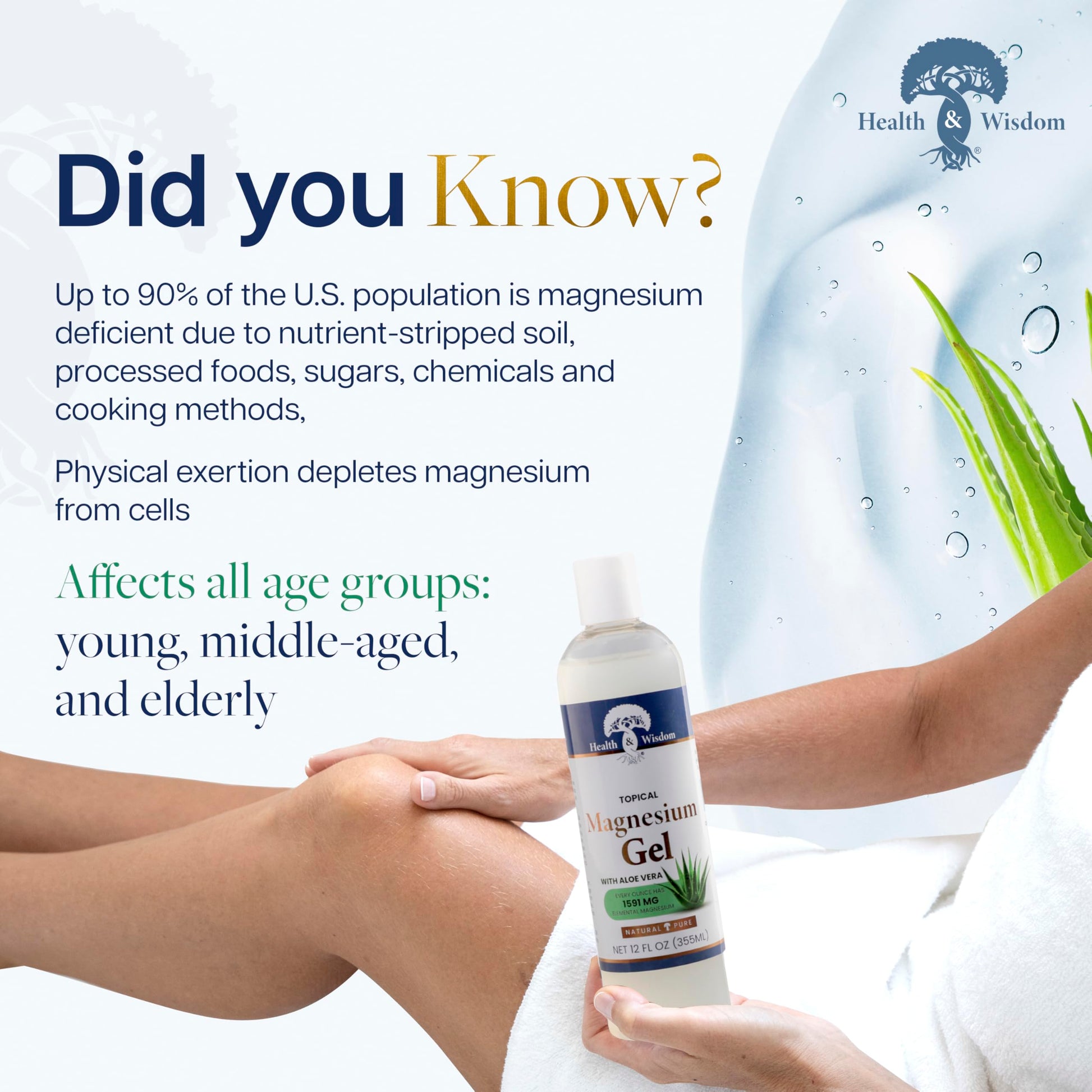 Health and Wisdom Pure Magnesium Gel with Seaweed Extract and Aloe Vera - Topical Muscle & Joint Relief- Natural and Pure Skin & Scalp Moisturizing - Enhanced Absorption - 12 Fl oz Health and WisdomAu supplements