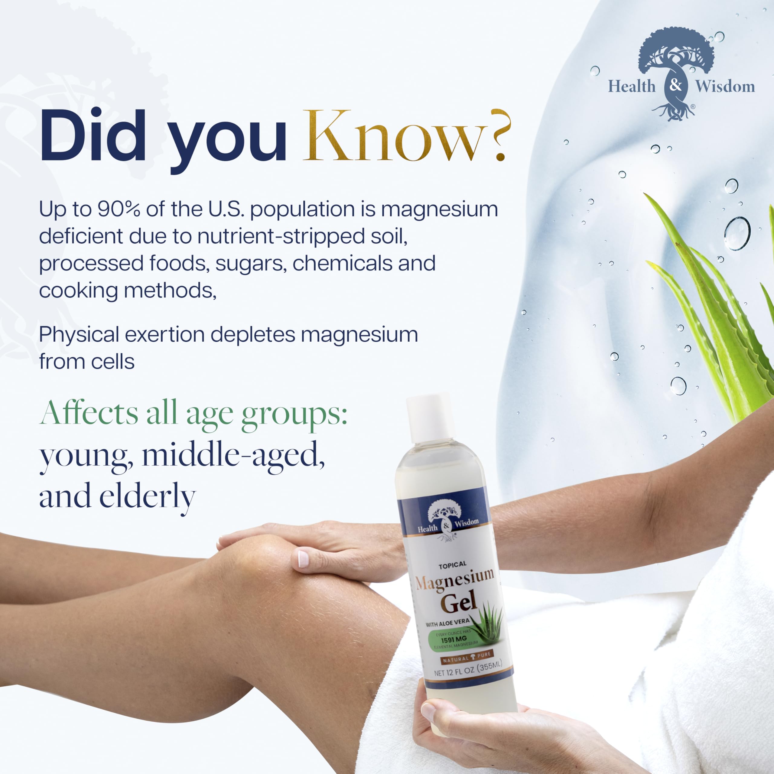 Health and Wisdom Pure Magnesium Gel with Seaweed Extract and Aloe Vera - Topical Muscle & Joint Relief- Natural and Pure Skin & Scalp Moisturizing - Enhanced Absorption - 12 Fl oz Health and WisdomAu supplements