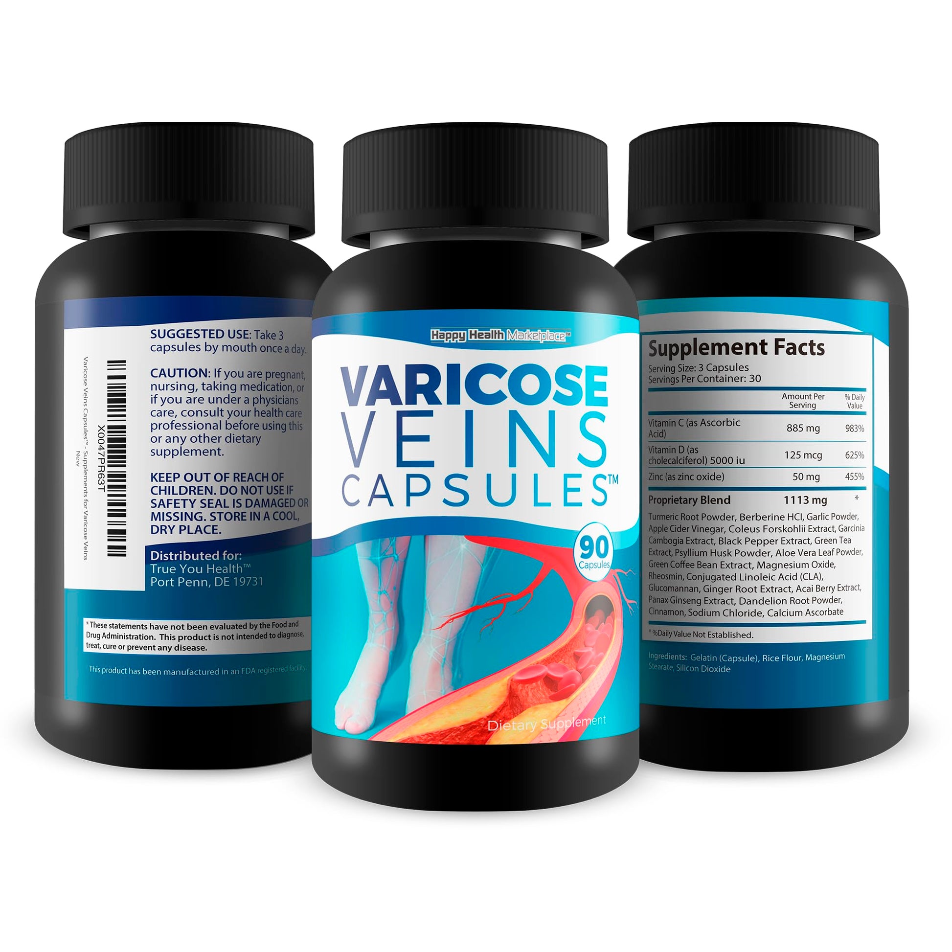 Varicose Veins Capsules - Our Best Natural Varicose Veins Treatment - Varicose Vein Supplement Anti Varicose Veins Women - Herbal Varicose Veins Treatment for Legs - Herbal Remedies for Varicose Veins Happy Health MarketplaceAu supplements