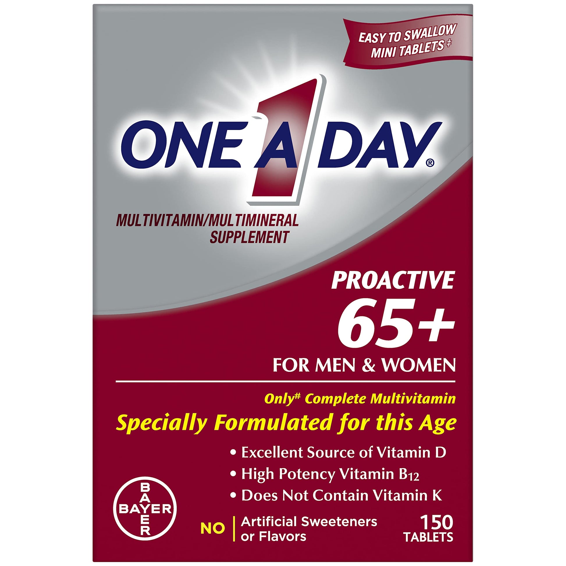 One A Day Proactive 65+, Mens & Womens Multivitamin, Supplement with Vitamin A, C, D, and Zinc to Support Bone Health & Cell Health, Calcium ONE A DAYAu supplements