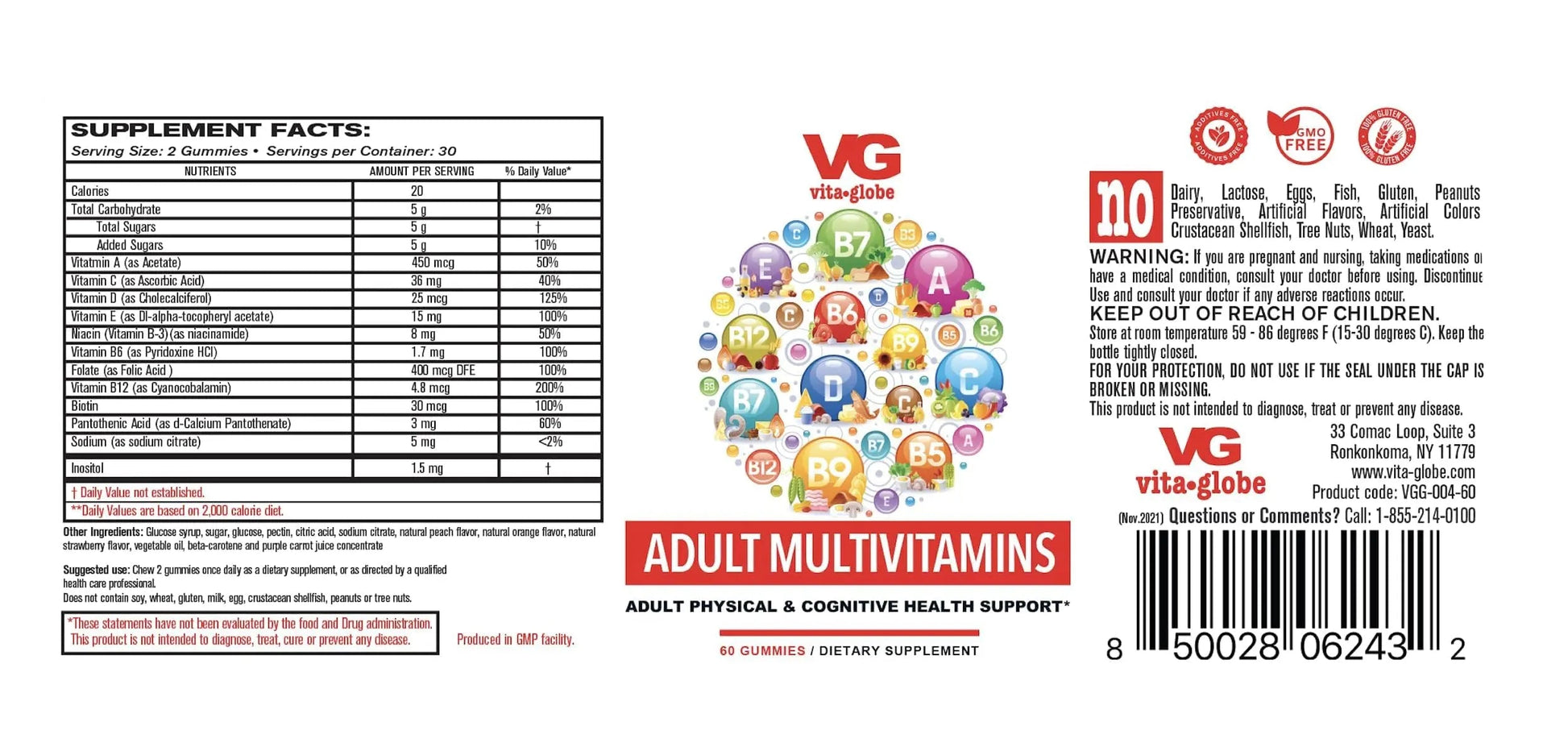 VITA GLOBE Adult Multivitamin Gummies – with Vitamins C, D, E, B6, B12, Folate & Biotin | Daily Multivitamin Supplement for Energy VITA GLOBEAu supplements