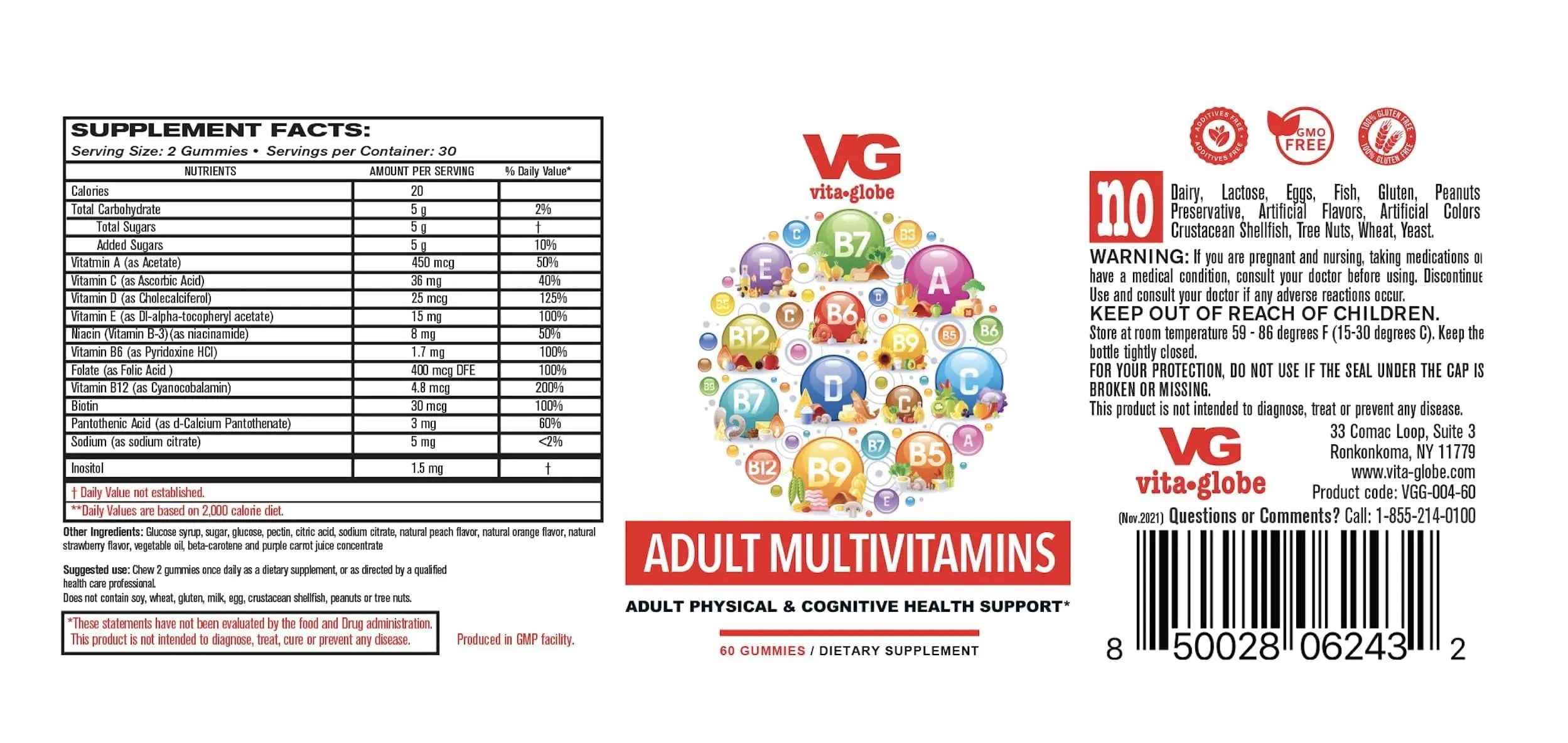 VITA GLOBE Adult Multivitamin Gummies – with Vitamins C, D, E, B6, B12, Folate & Biotin | Daily Multivitamin Supplement for Energy VITA GLOBEAu supplements