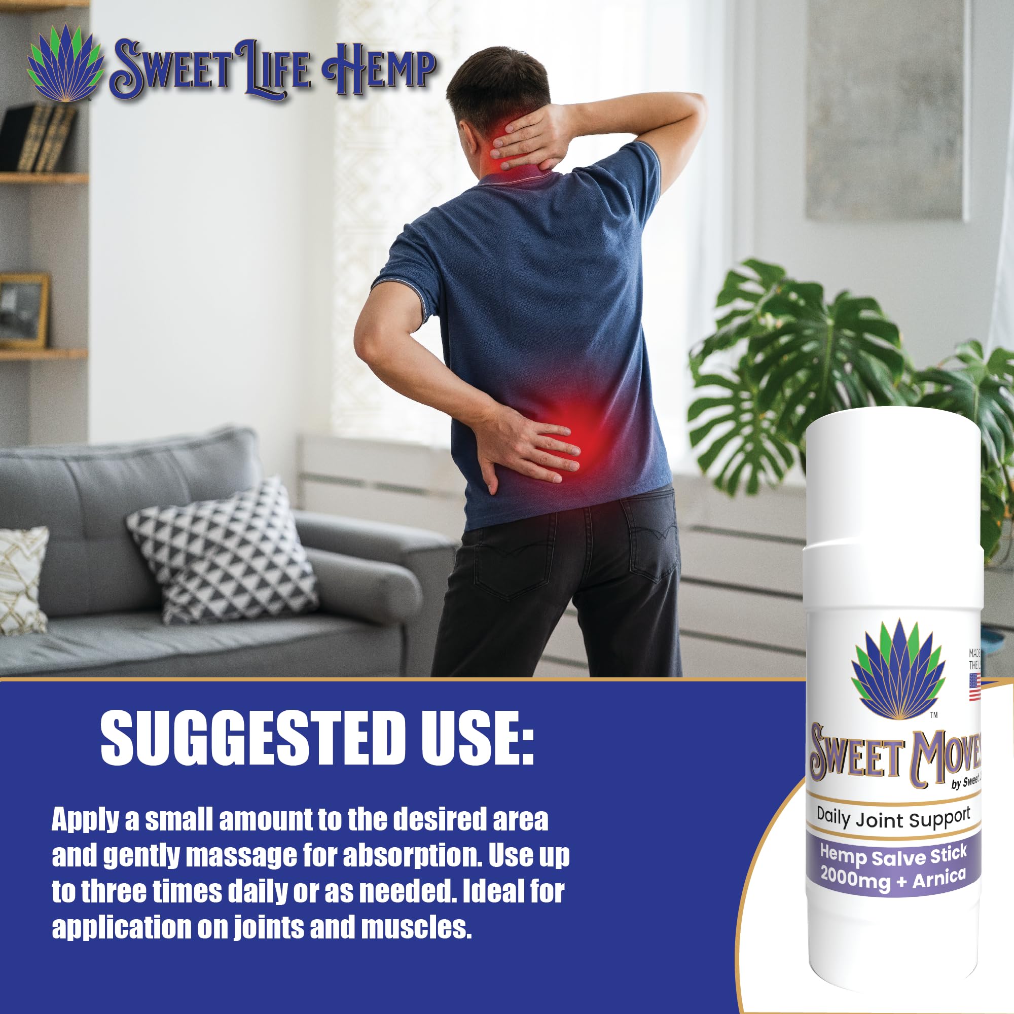 Sweet Life | Hemp Salve Stick | 2000mg | Small Business | Organic | Body Balm | Muscle Comfort Sweet LifeAu supplements