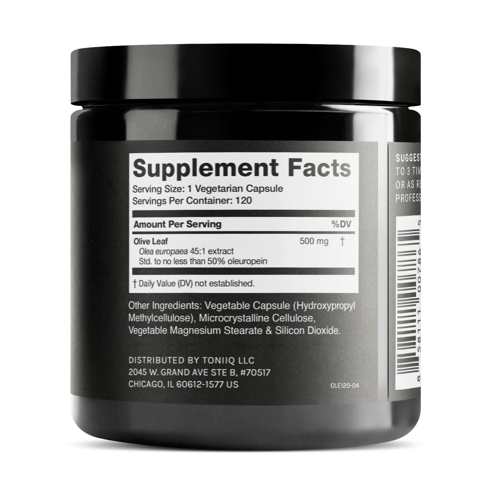 Toniiq Olive Leaf Extract - Ultra High Potency 45:1 Extract with 50% Oleuropein - Highly Concentrated - Third-Party Lab Tested - 120 Capsules ToniiqAu supplements