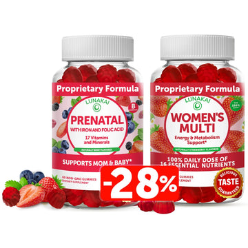 Lunakai Prenatal Vitamin and Women's Multivitamin Gummies Bundle - Pregnancy Multivitamin Gummy with Iron & Folic Acid LunakaiAu supplements