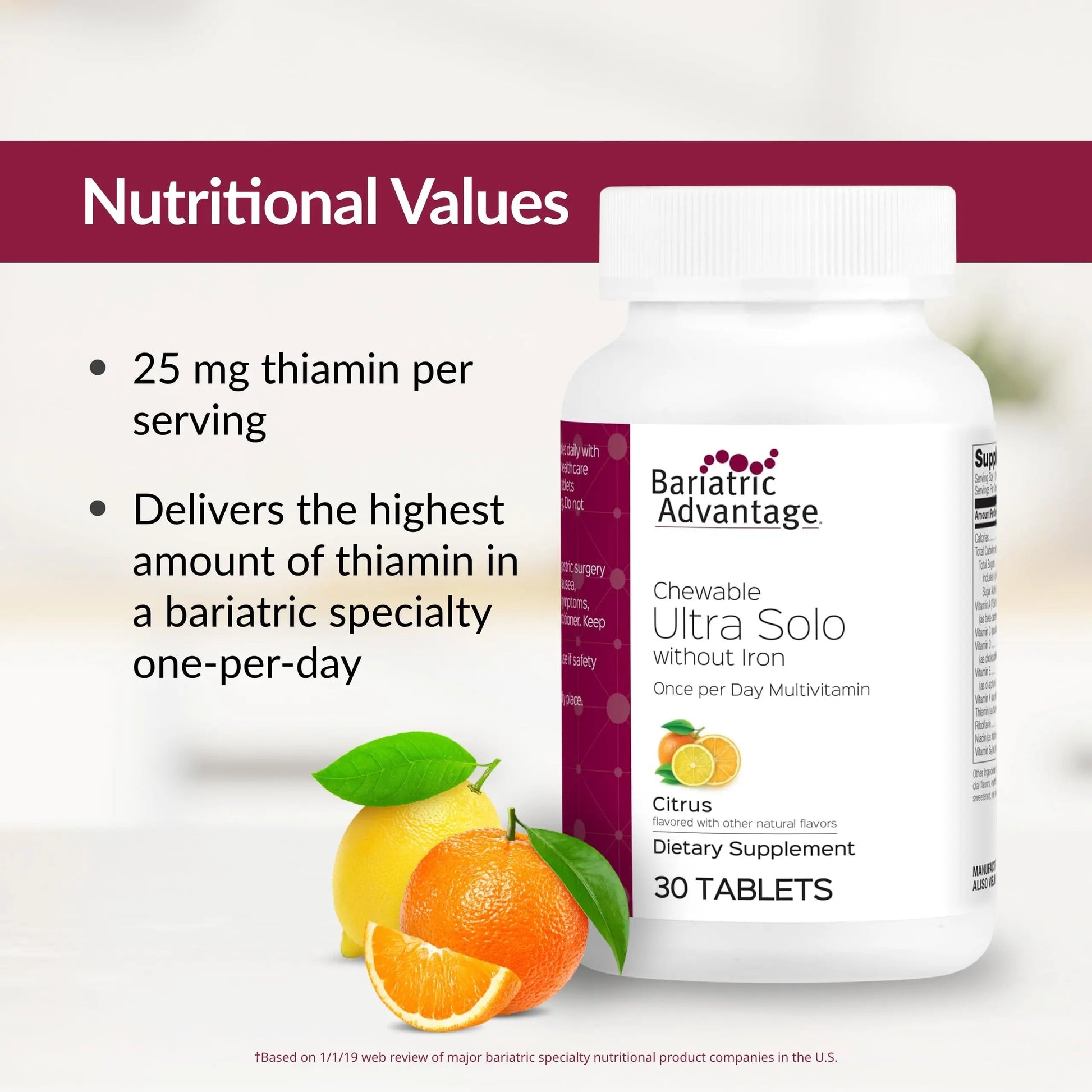 Bariatric Advantage Chewable Ultra Solo Without Iron - Once-Per-Day Daily Multivitamin - for Bariatric Surgery Patients Bariatric AdvantageAu supplements