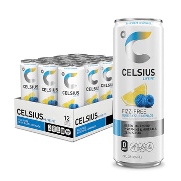 CELSIUS Fizz Free Blue Razz Lemonade, Functional Essential Energy Drink 12 Fl Oz CELSIUSUS supplements
