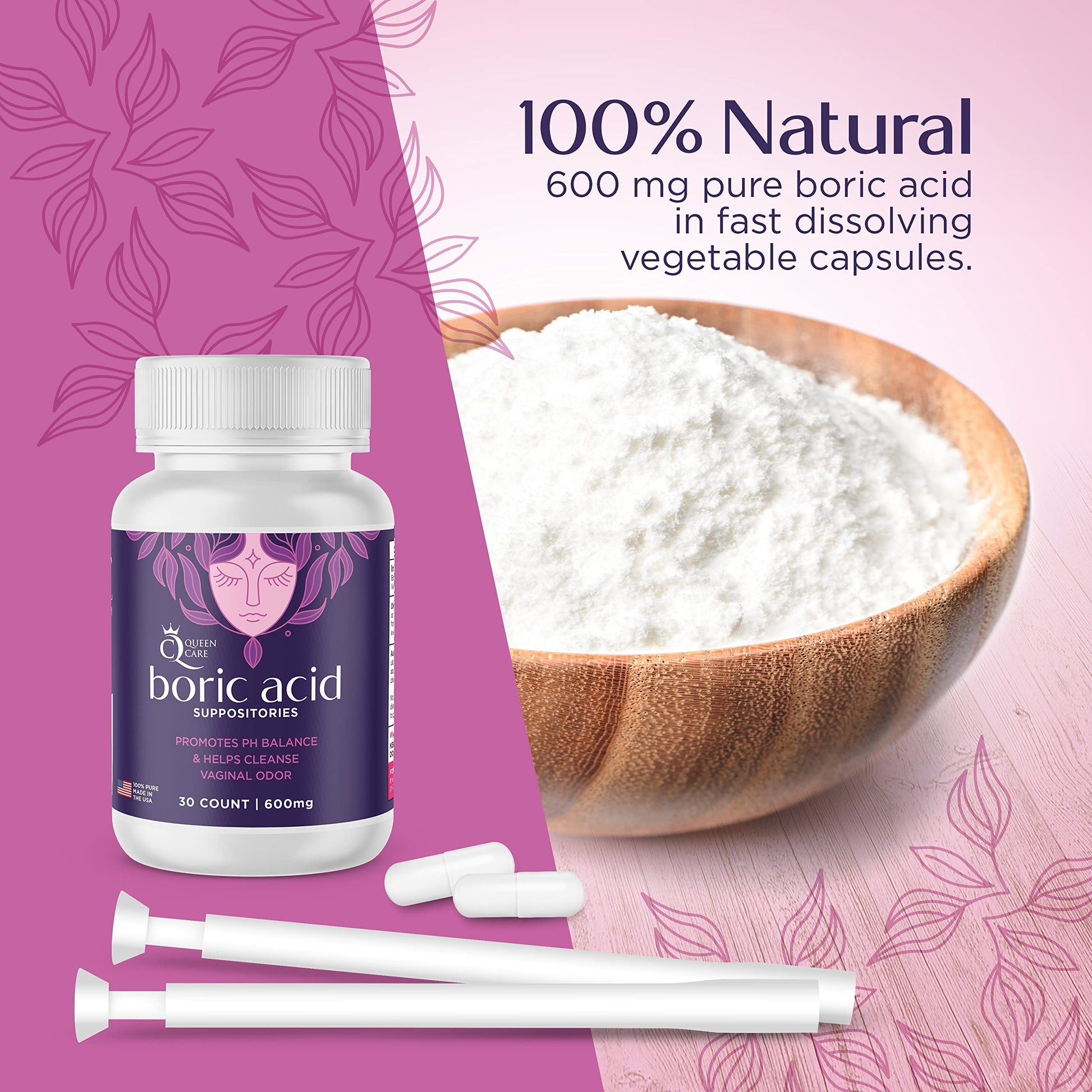 Queen Care - Boric Acid Suppositories & Applicators, Complete Feminine Care, PH Balance for Women Queen CareAu supplements