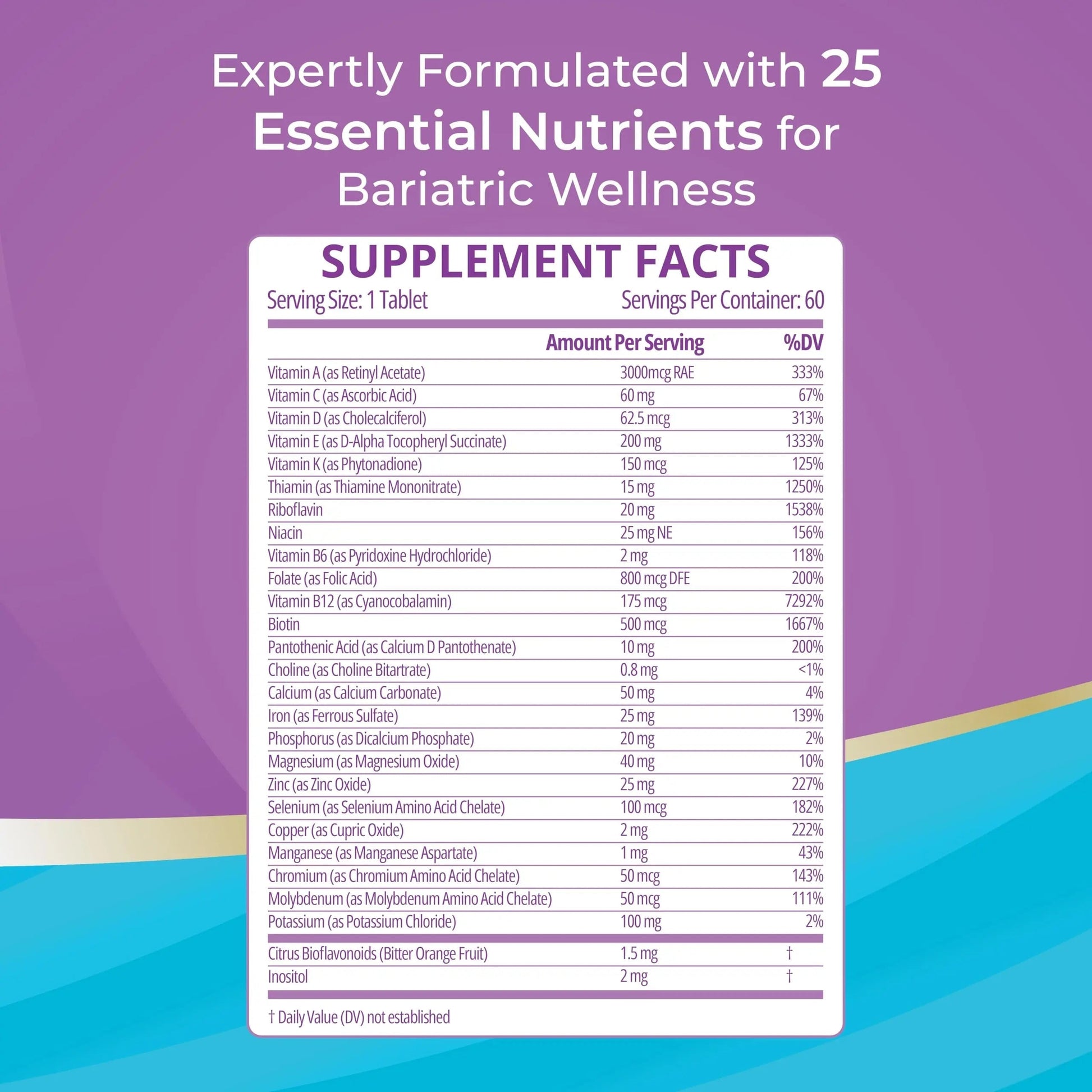 High A D E K Bariatric Multivitamin for Post DS/SADI Surgery, 25 Essential Nutrients for Post-Weight Loss Surgery, 60 Tablets Bariatric Best SupplementsAu supplements