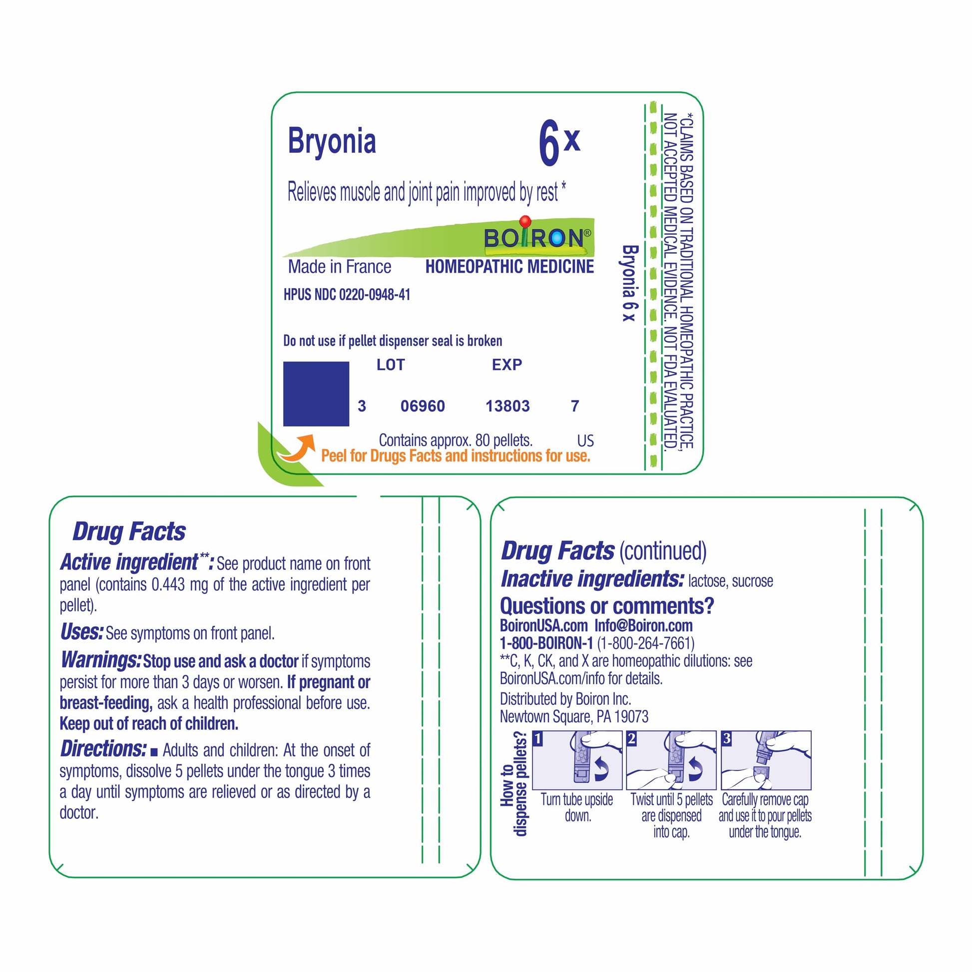 Boiron Bryonia 6X Homeopathic Medicine for Muscle & Joint Pain - 80 Pellets BoironAu supplements