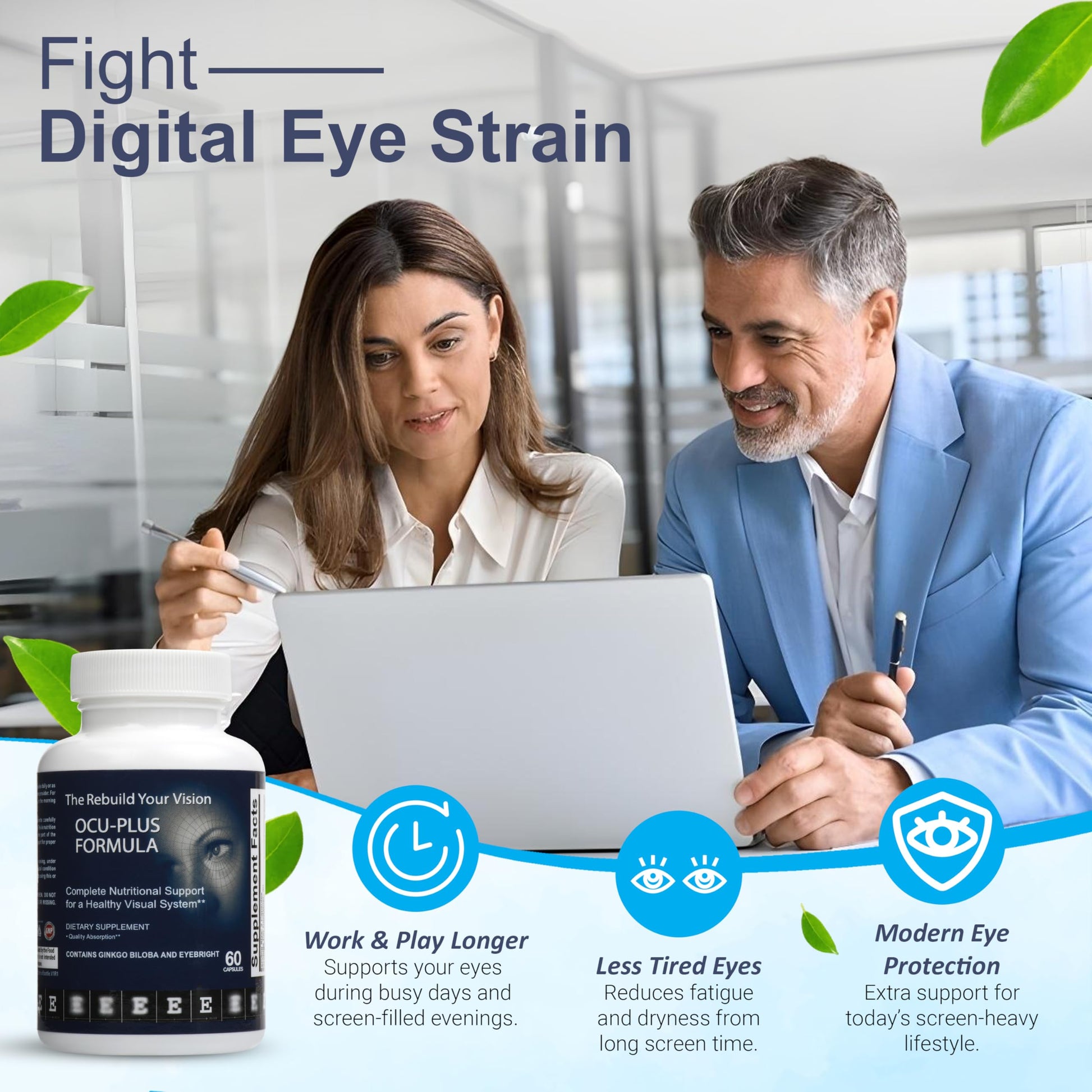 Rebuild Your Vision Ocu-Plus Formula – Eye Health Supplement with Lutein & Zeaxanthin – Supports Visual Clarity, Night Vision & Macular Health – with Bilberry, Ginkgo Biloba & NAC – 60 Capsules Rebuild Your VisionAu supplements