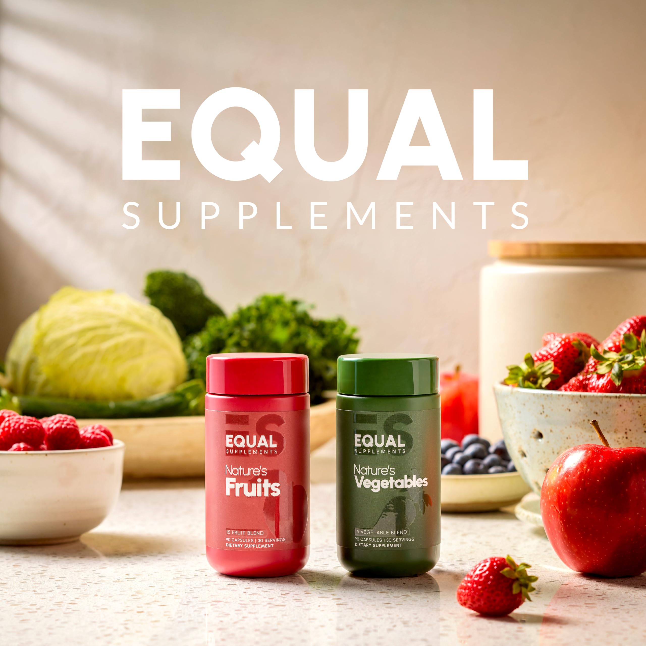 Equal Supplements Fruits and Vegetables Capsules | 2 Month Supply | GMP Certified-Manufactured in US | Fruit and Veggies Supplement for Balance | of Nature, Fruit and Vegetable Capsule for Adults Equal SupplementsAu supplements