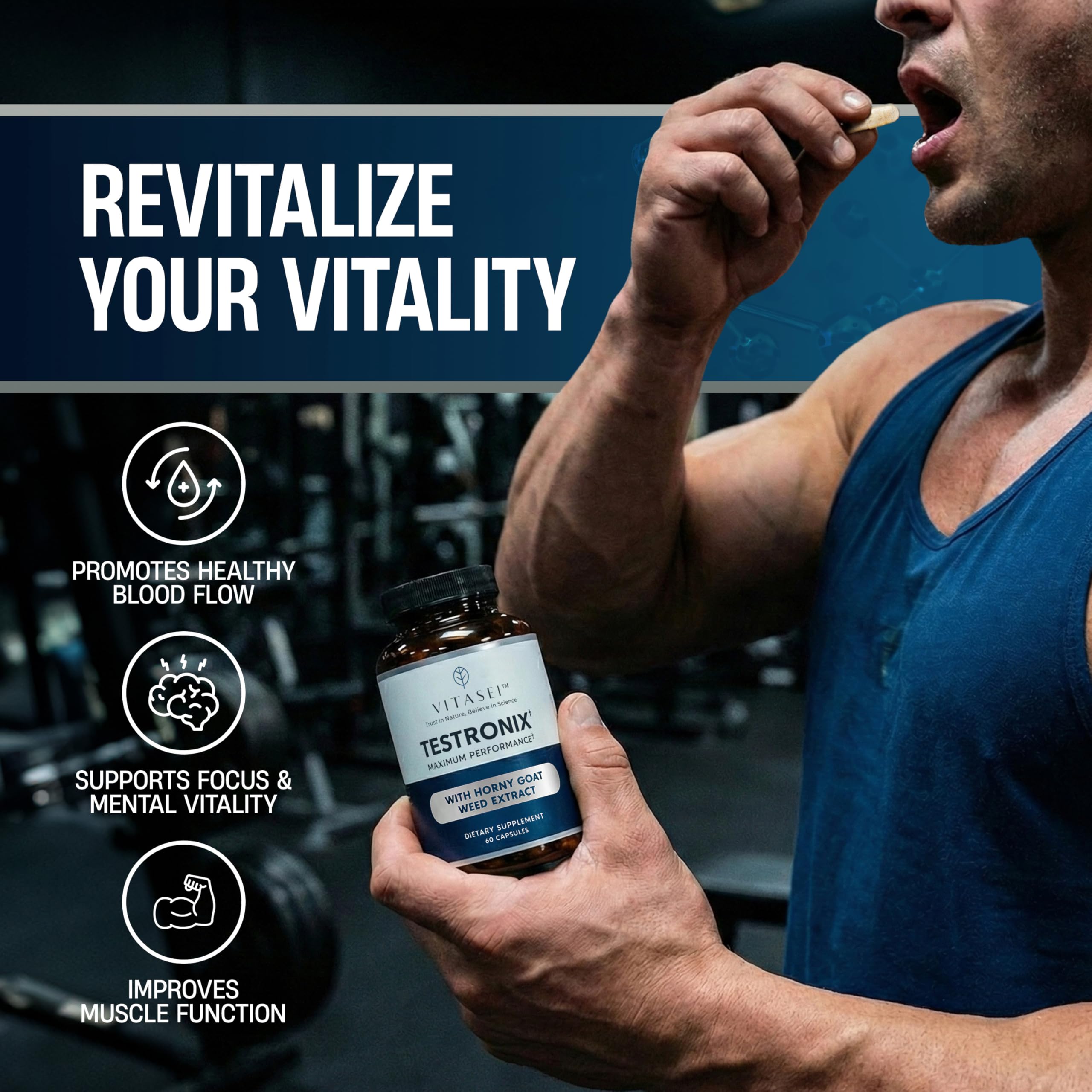 VITASEI Testronix Performance Supplement for Men - Energy and Muscle Supplements for Mens Health - 60 Capsules (Pack of 2) VITASEIAu supplements