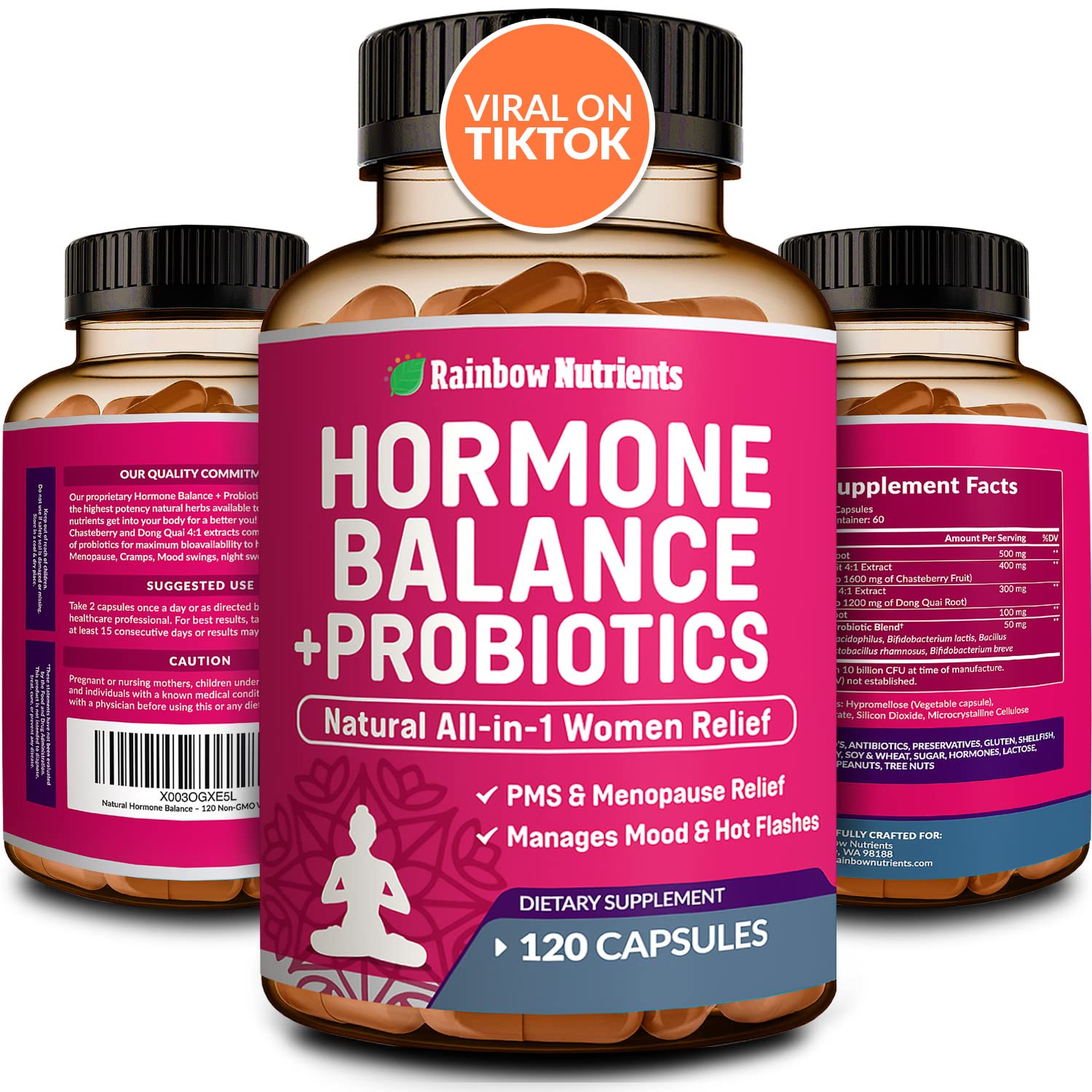 Hormone Balance + Probiotics for Women (3450mg) Natural Relief for Menopause Rainbow Nutrients, LLCAu supplements