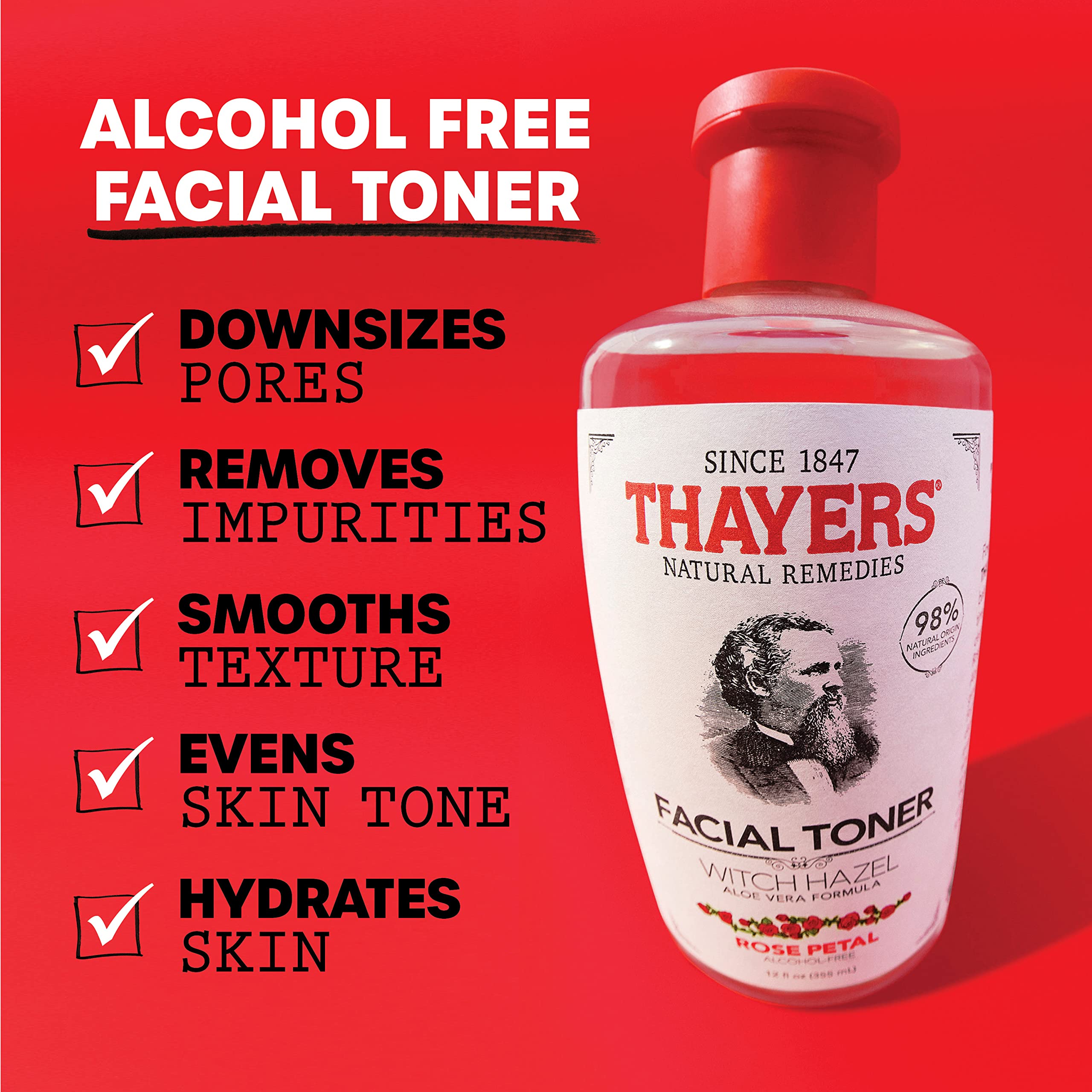 Thayers Alcohol-Free, Hydrating Rose Petal Witch Hazel Facial Toner 12 oz + 3oz THAYERSAu supplements