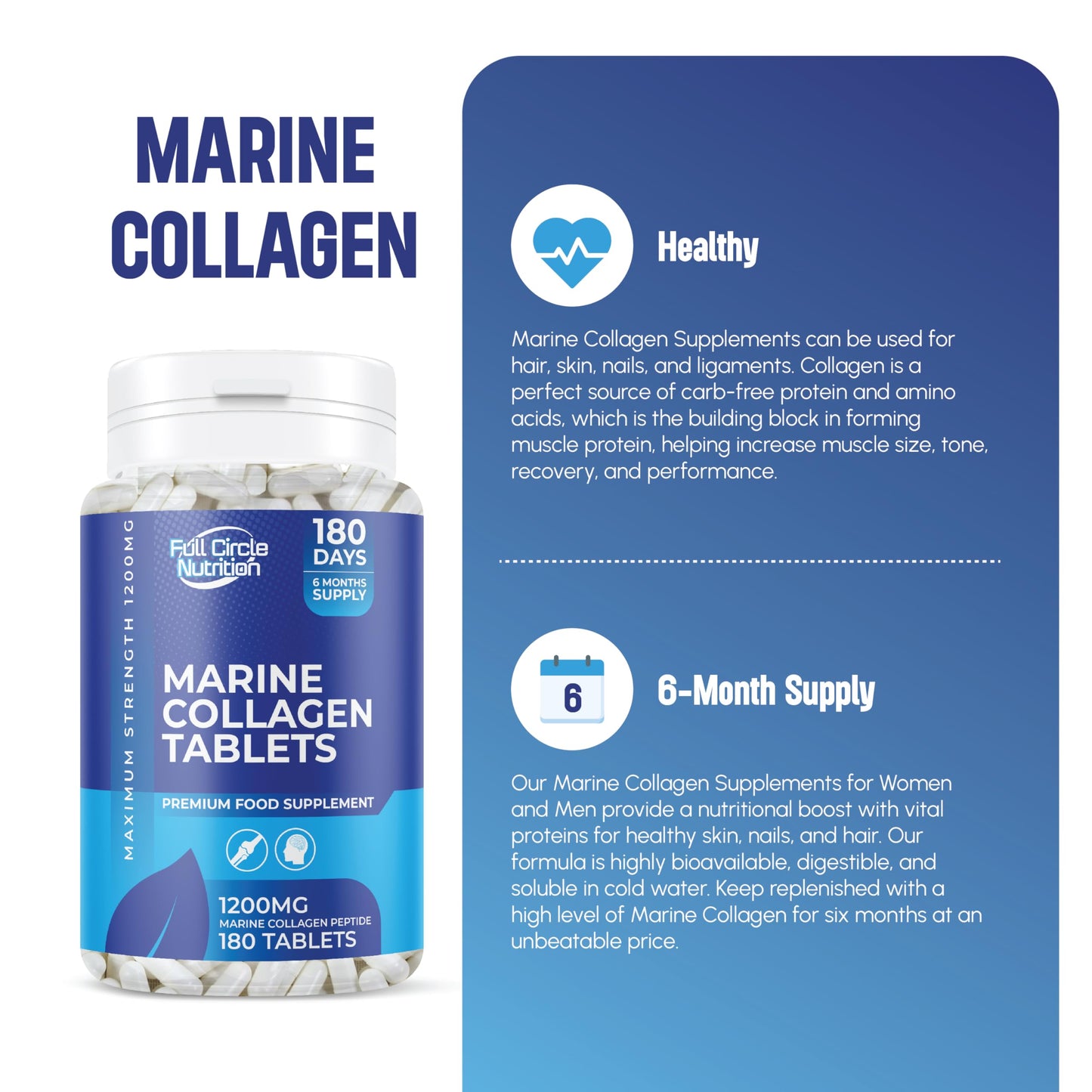 Marine Collagen Tablets 1200MG - 2400MG - 180 Days Supply GenericUS supplements