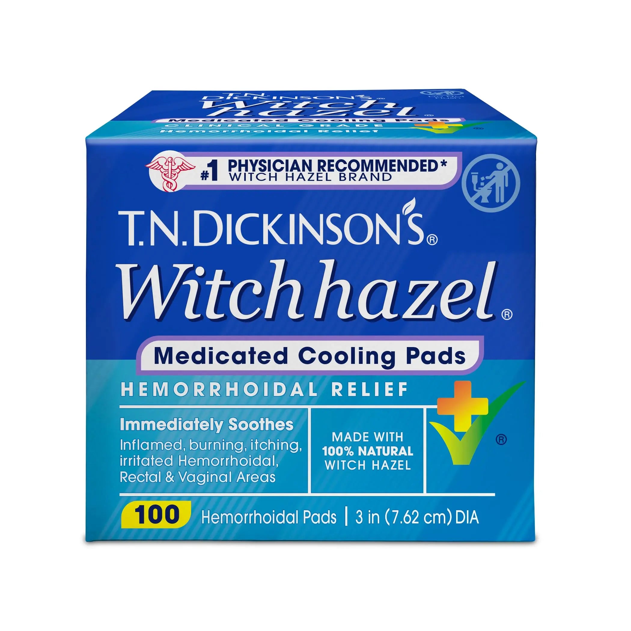 T.N. Dickinson’s Medicated Cooling Pads with Witch Hazel and Aloe | Hemorrhoid Treatment, Postpartum Care, Feminine & Rectal Relief | 100 Rounds T.N. Dickinson'sAu supplements