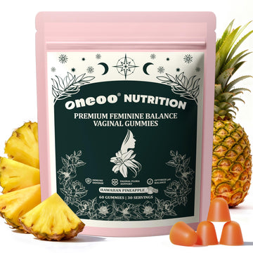 Oneoo Feminine Balance Gummies - Premium Balance Gummies for Women's pH Health, Feminine Gummy for Immune & Energy Support, Vegan, Gluten-Free, Hawaiian Pineapple, 60 Count OneooAu supplements