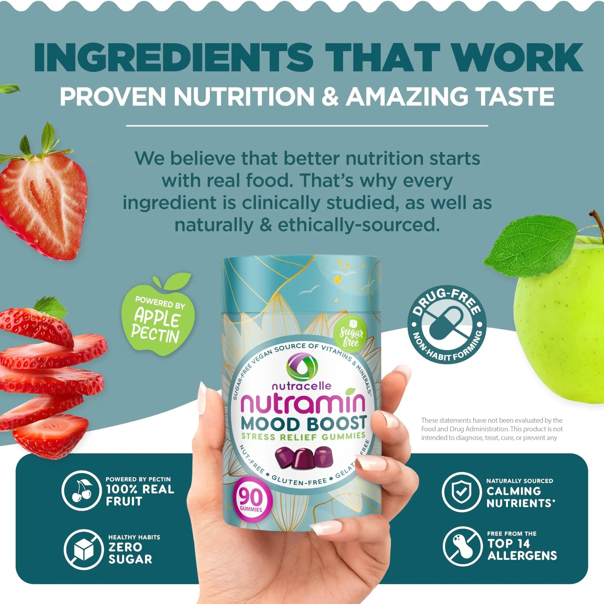 NUTRAMIN Mood Boost Multivitamin Gummy - Delicious & Yummy Anti-Stress Magnesium Ashwagandha Gummies + B Complex Vitamins for Focus and Calm NutracelleAu supplements