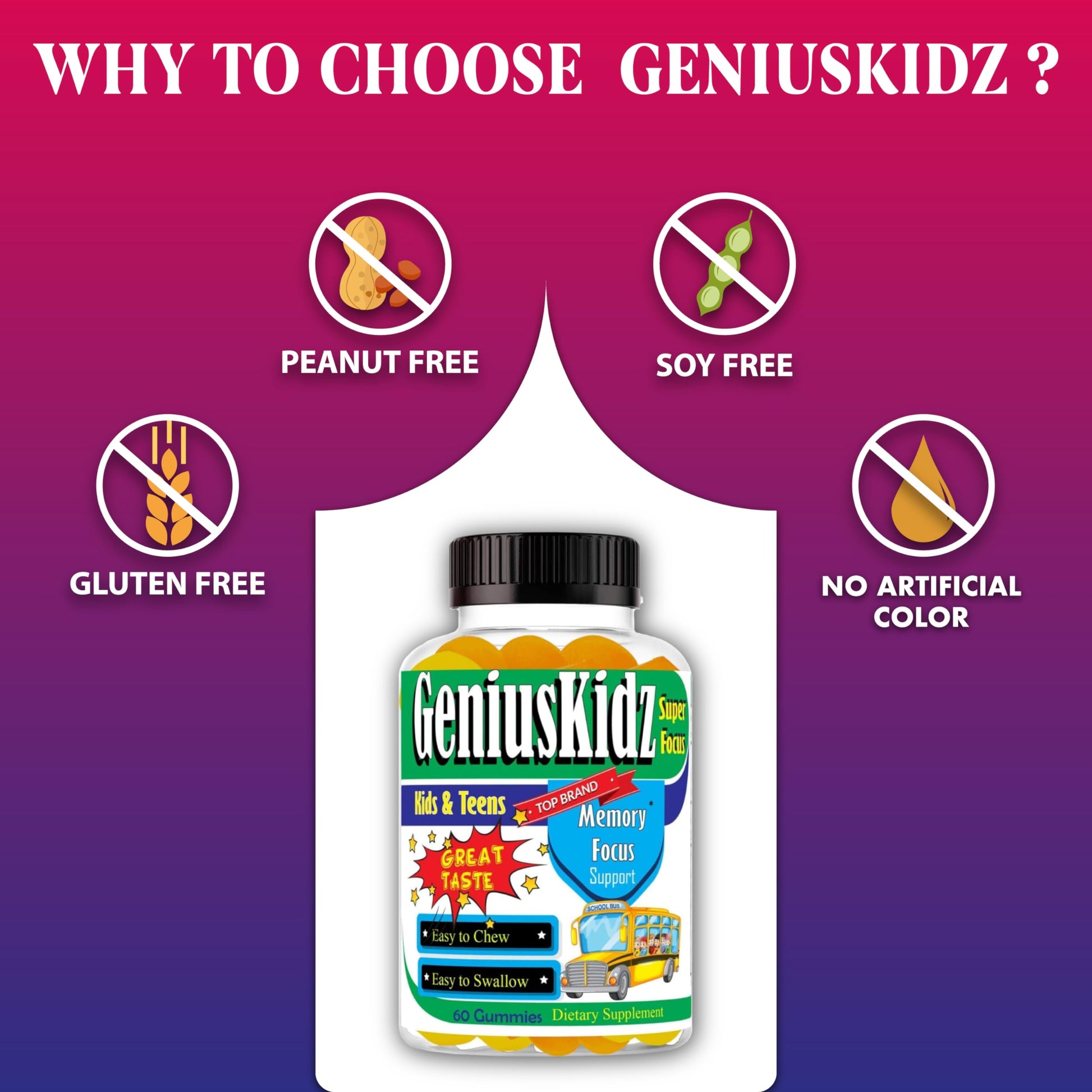 Celebrity Lifestyle Product Brain Support Focus Supplement for Kid and Teens Omega 3 Gummy Vitamin Memory and Attention, Brain Booster, Kid Focus Attention Supplement(1 Bottle) DHA 60ct Celebrity LifeStyle ProductAu supplements