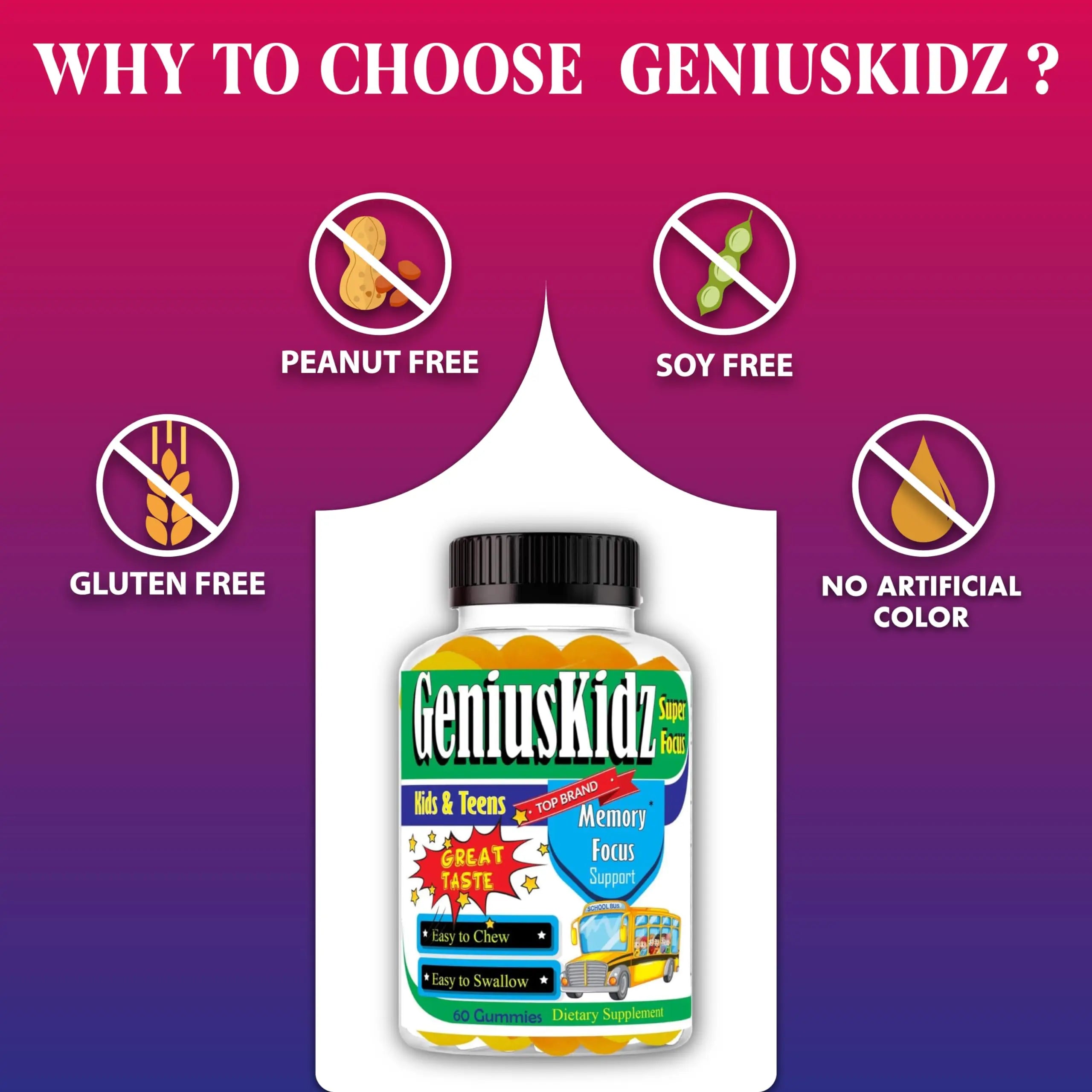 Celebrity Lifestyle Product Brain Support Focus Supplement for Kid and Teens Omega 3 Gummy Vitamin Memory and Attention, Brain Booster, Kid Focus Attention Supplement(1 Bottle) DHA 60ct Celebrity LifeStyle ProductAu supplements