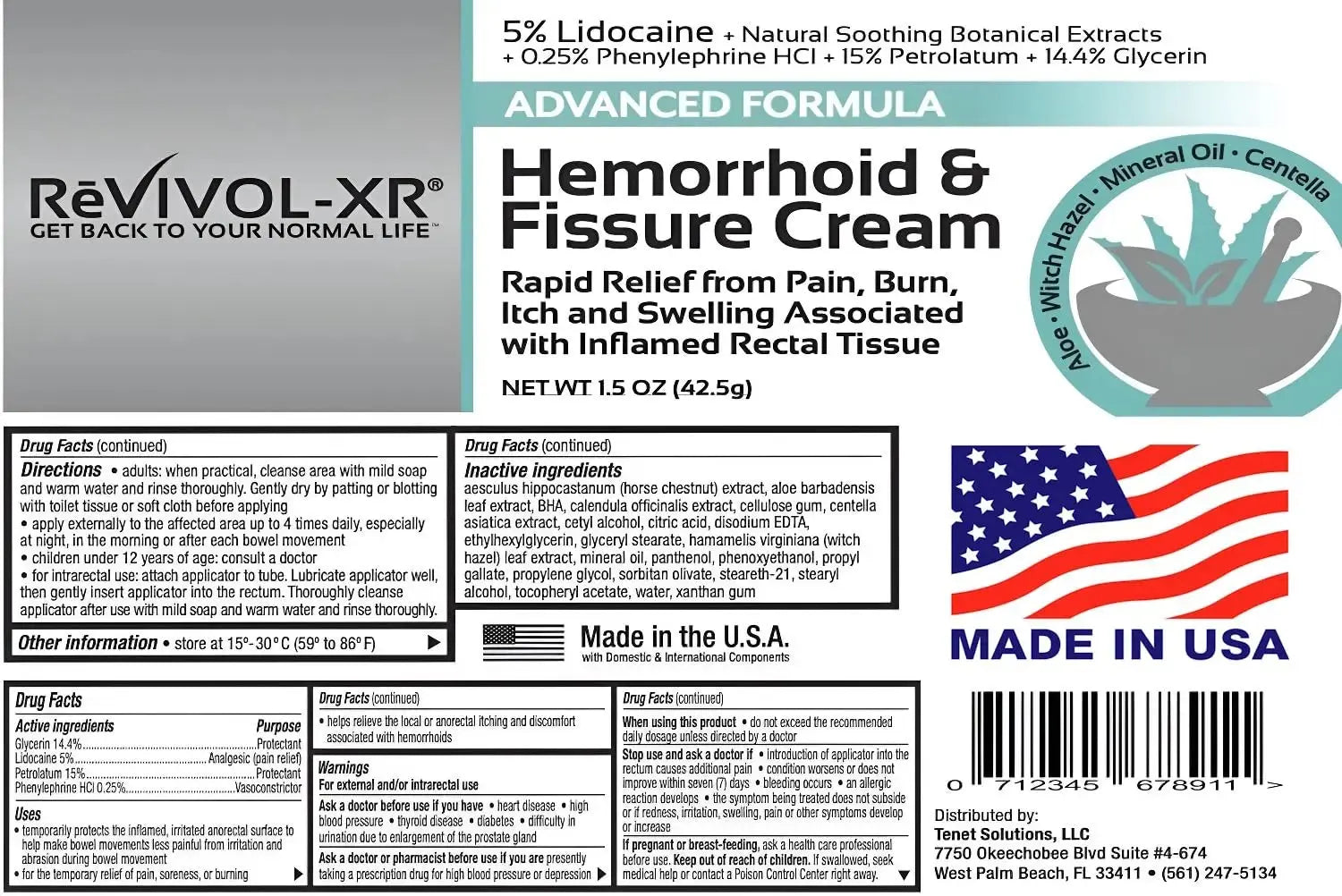 REVIVOL-XR Advanced Hemorrhoid Treatment. 5% Lidocaine + Shrinks + Protects Skin + Aloe + Witch Hazel + Botanicals, External & Internal Use. Most Complete OTC Ointment + Fissure Cream. Made in USA. REVIVOL-XRAu supplements