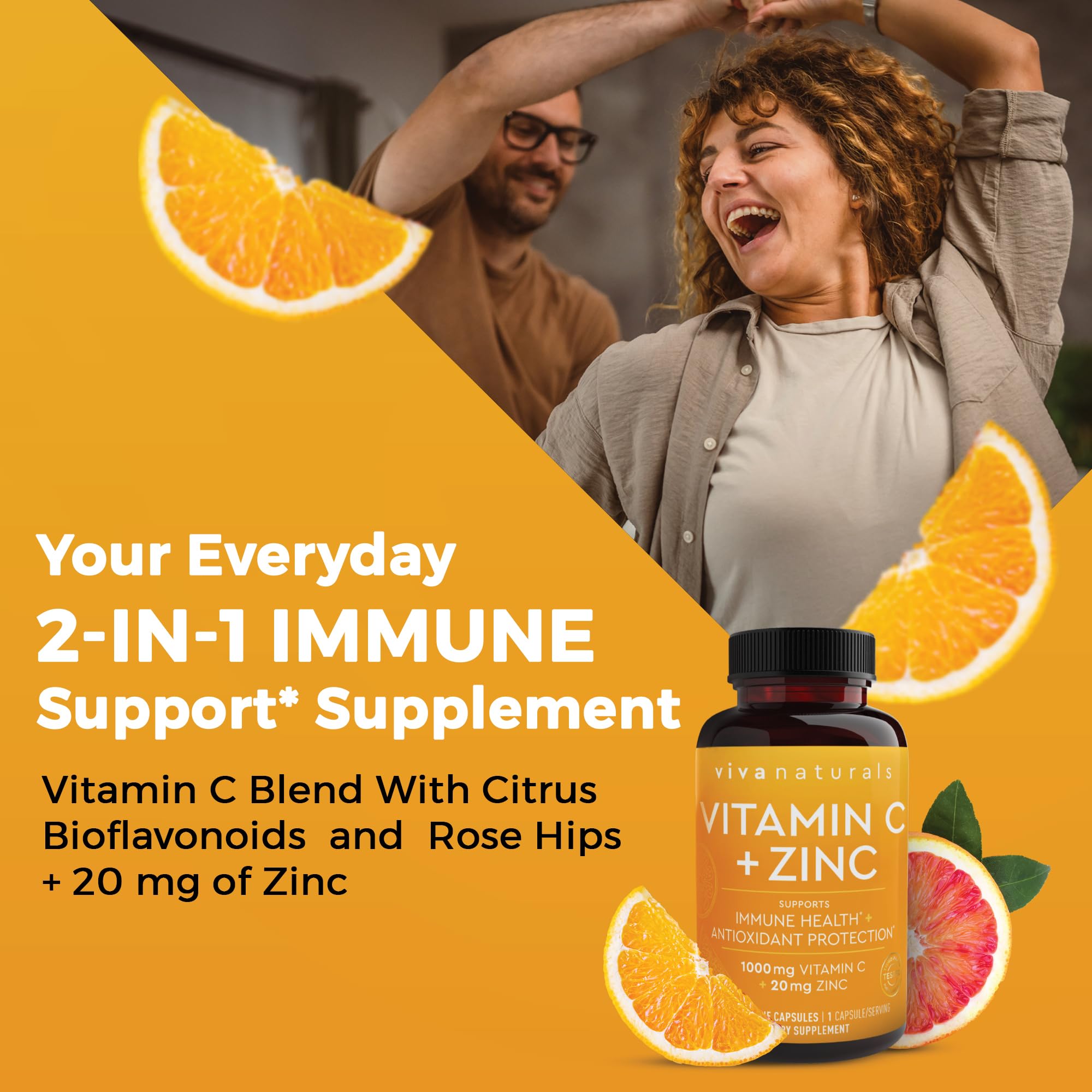 Viva Naturals Vitamin C and Zinc Supplement (250 Capsules) - 1000 mg Vitamin C with Zinc 20 mg Antioxidant Supplements for Immune Support, Vitamin Supplement for Adults Viva NaturalsAu supplements