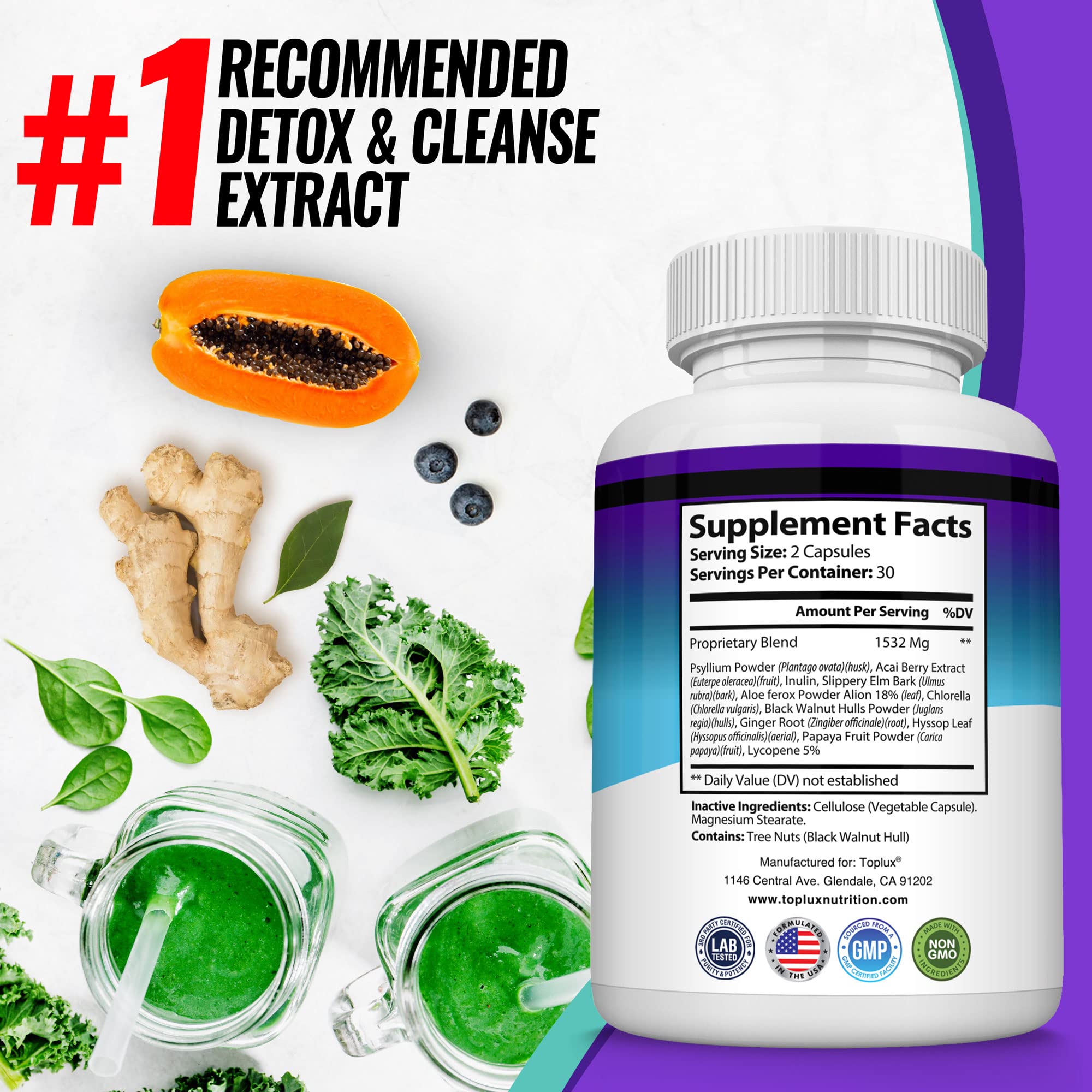 Toplux Keto Detox Pills Advanced Cleansing Extract – 1532 Mg Natural Acai Colon TopluxUS supplements
