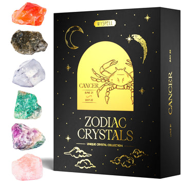Wyspell Cancer Crystal Set - 6 Raw Cancer Crystals and Healing Stones - Cancer Zodiac Gifts for Women WyspellAu supplements