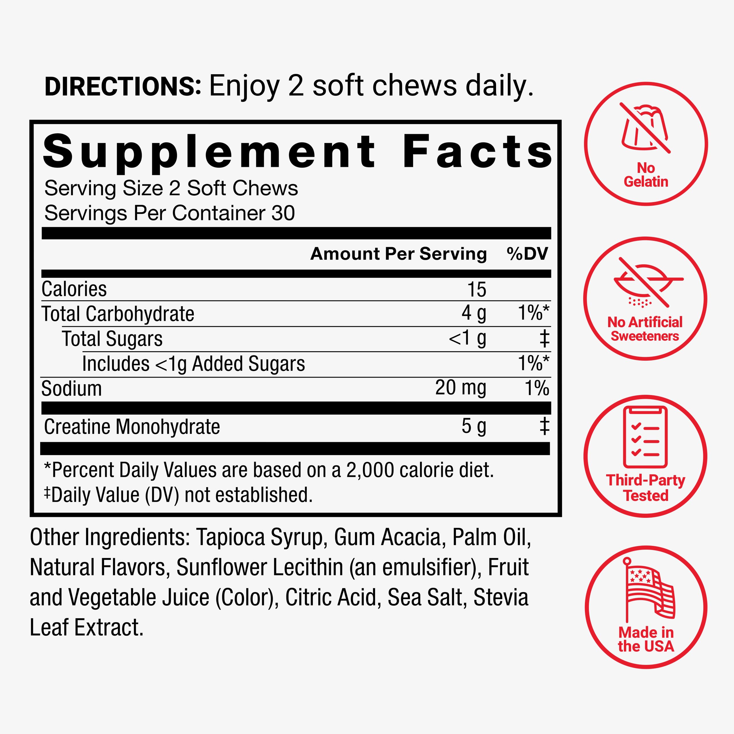 Force Factor Legendary Creatine Chews, 5g Creatine Monohydrate, Build Muscle, Improve Strength & Recovery, Support Memory & Cognitive Function, Sugar Free, Berry Blast, 60 Soft Chews Force FactorAu supplements