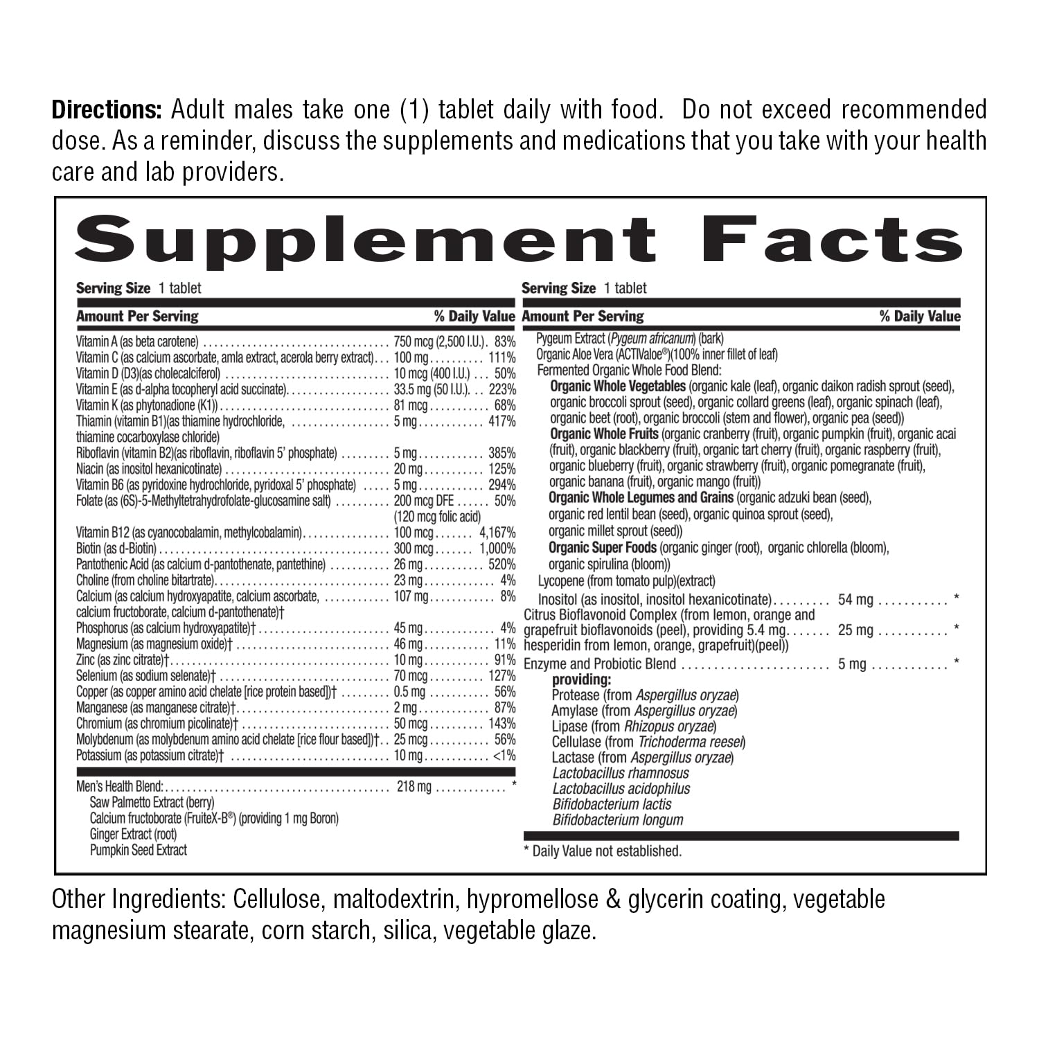 Country Life Core Daily-1 for Men - Multivitamin with Probiotics, Saw Palmetto, Pumpkin Seed Extract, and Coenzymated B Vitamins - Gluten-Free and Vegetarian - 60 Tablets Country LifeAu supplements