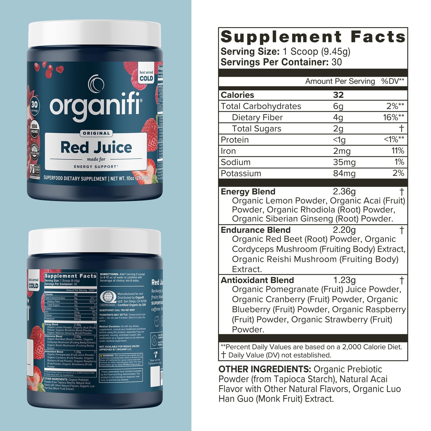 Organifi Red Juice - Vegan Energy Powder - Berry-Flavored Adaptogen Drink OrganifiUS supplements