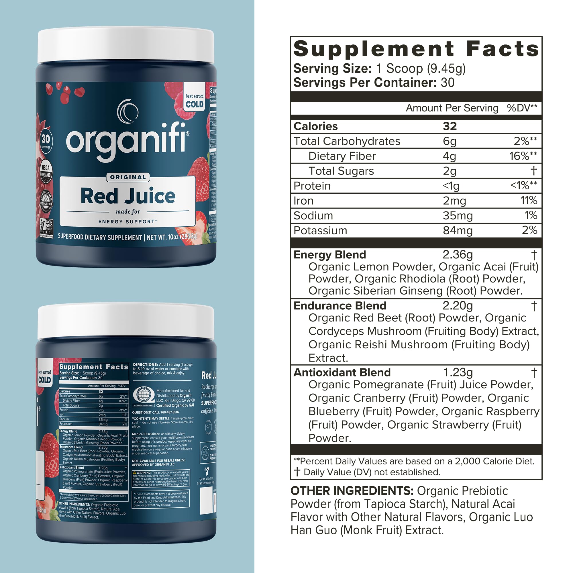 Organifi Red Juice - Vegan Energy Powder - Berry-Flavored Adaptogen Drink OrganifiUS supplements