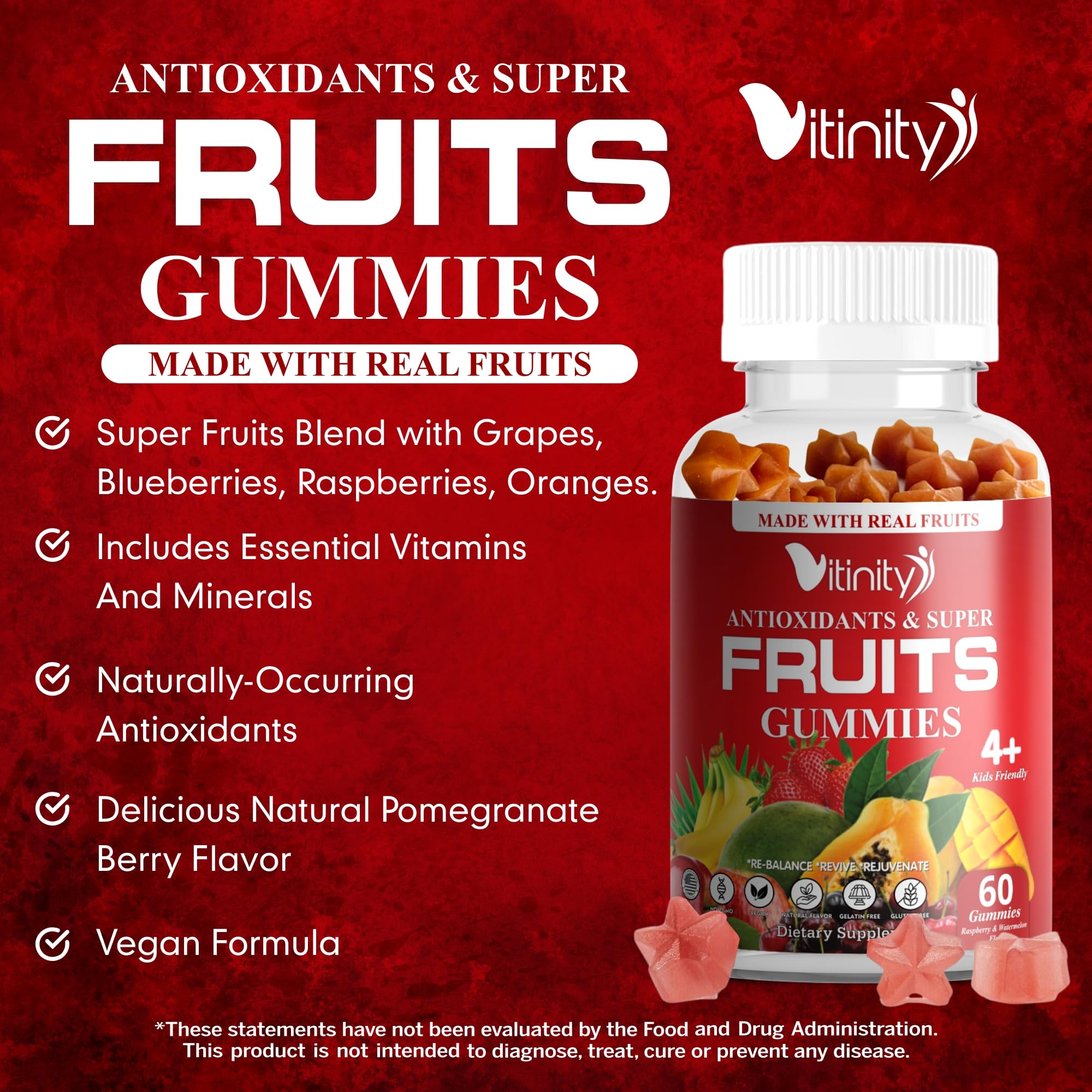 VITINITY Made with Real Fruit-Real Veggie Gummies-Superfood Vegetable Vitamin Sup VITINITYUS supplements