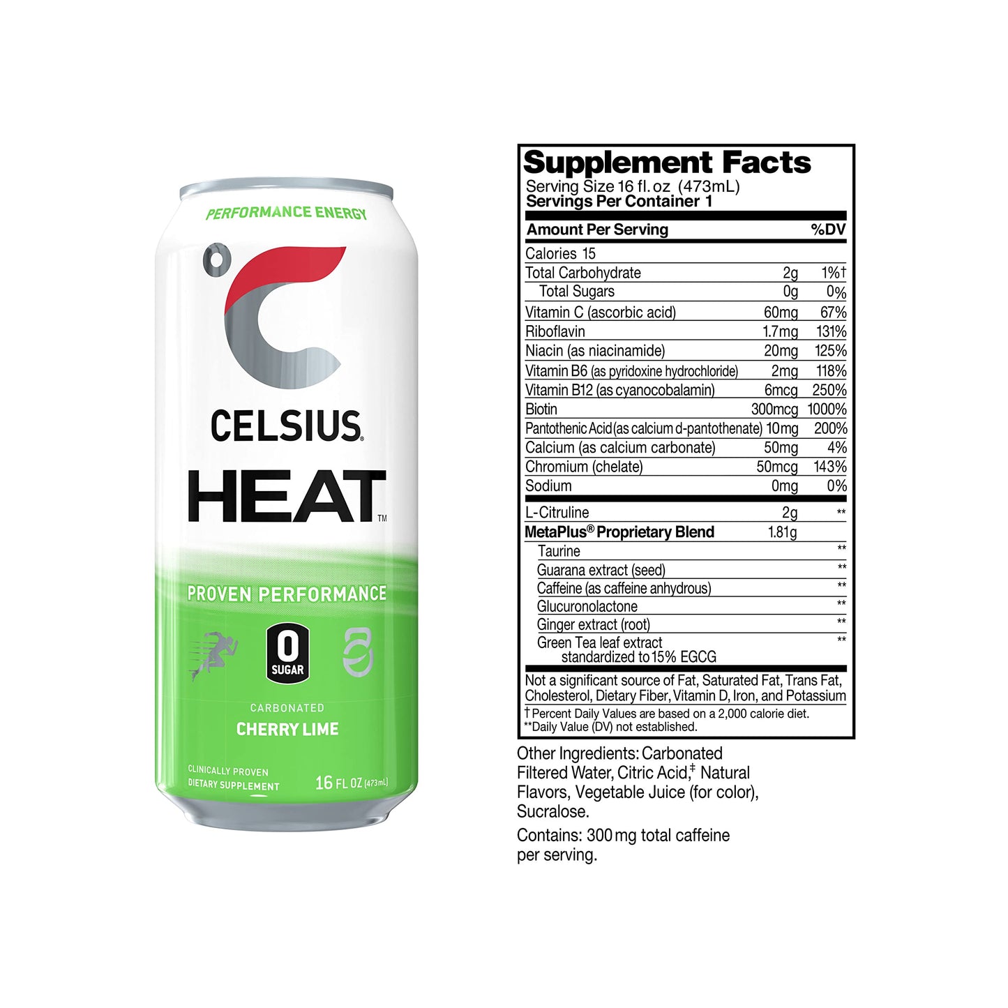 CELSIUS HEAT Performance Energy Drink, Cherry Lime, 16 Fl Oz (Pack of 12) CELSIUSUS supplements