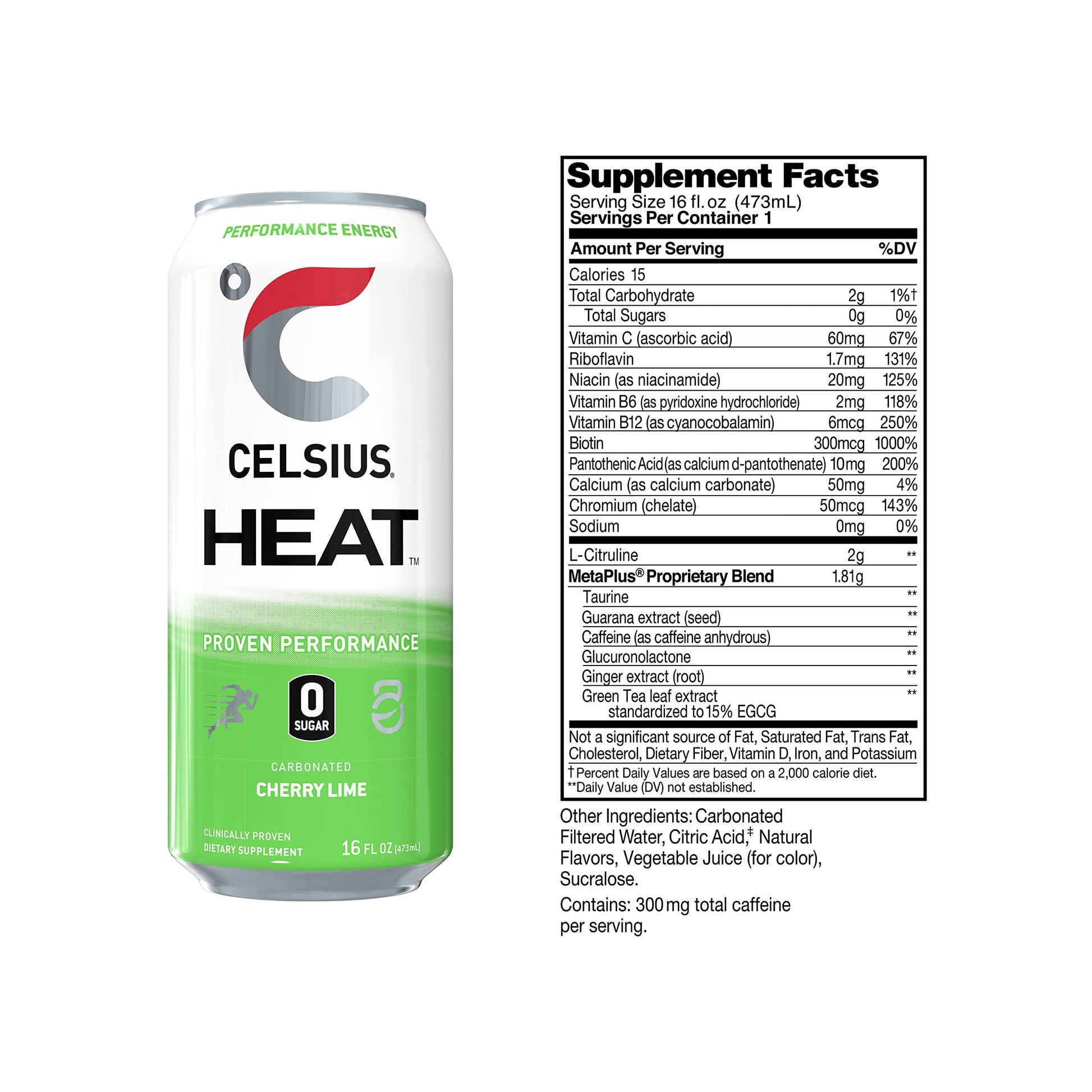 CELSIUS HEAT Performance Energy Drink, Cherry Lime, 16 Fl Oz (Pack of 12) CELSIUSUS supplements