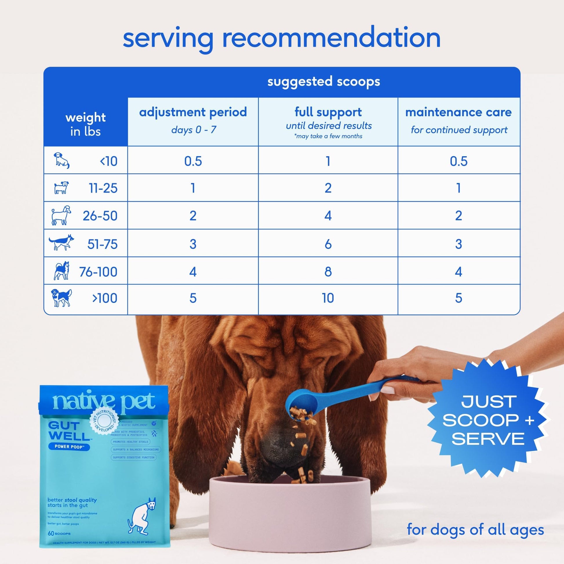 GutWell Power Poop - Digestive Enzymes & Fiber for Dogs - Dog Fiber Supplements Help with Diarrhea Relief, Upset Stomach, Pet Gas & Gut Health with Targeted Triple-Biotic Blend & M-Fiber - 60 Scoops Native PetAu supplements