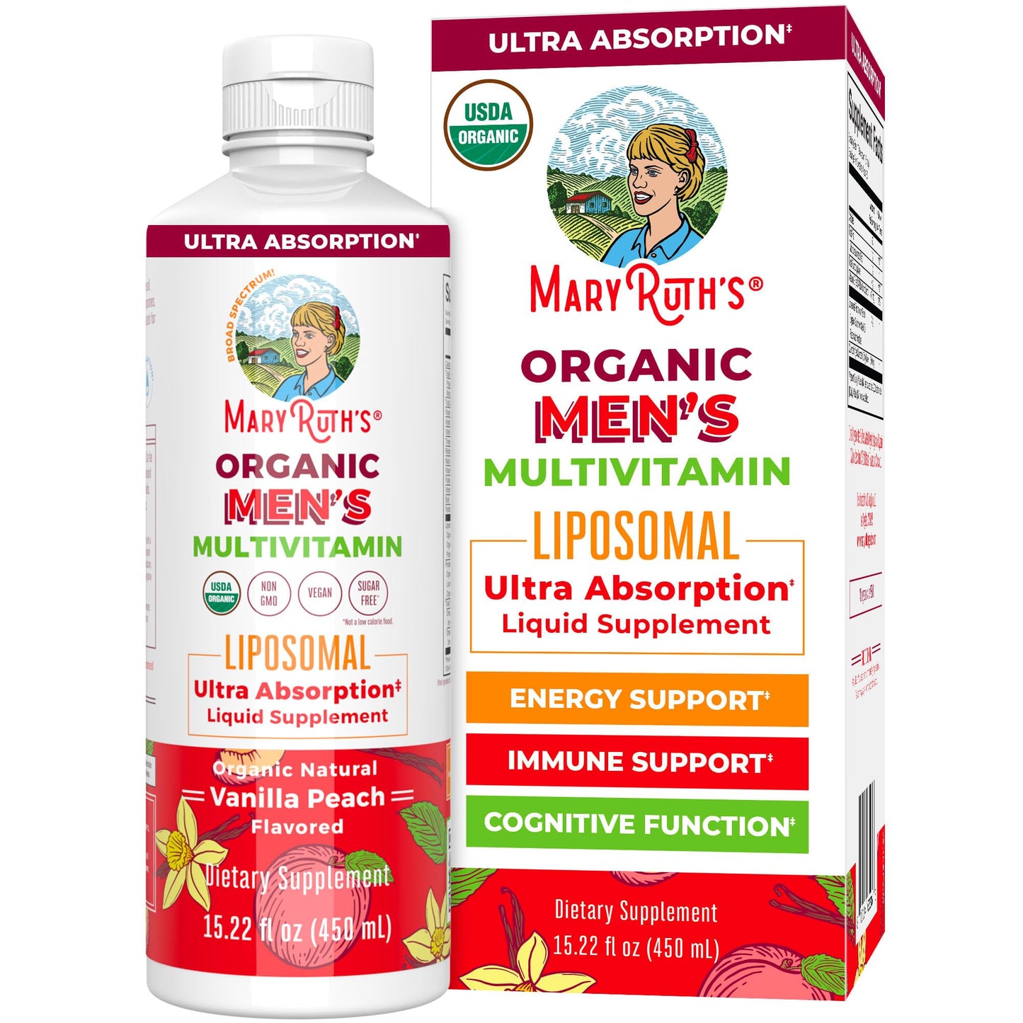 MaryRuth Organics Multivitamin for men | Sugar Free mens Multivitamin | Liquid Vitamins for men | Immune Support Supplement | Cognitive Health & Overall Wellness | Vegan | Non-GMO | 15.22 Fl Oz MARYRUTH'SUS supplements