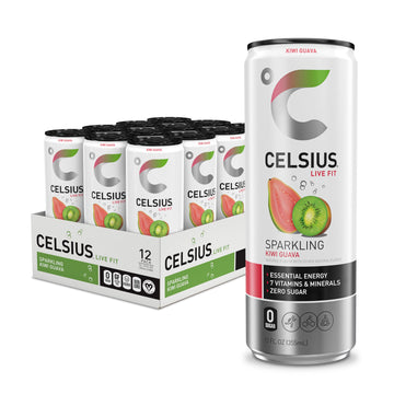 CELSIUS Sparkling Kiwi Guava, Functional Essential Energy Drink 12 Fl Oz (Pack of 12) CELSIUSUS supplements