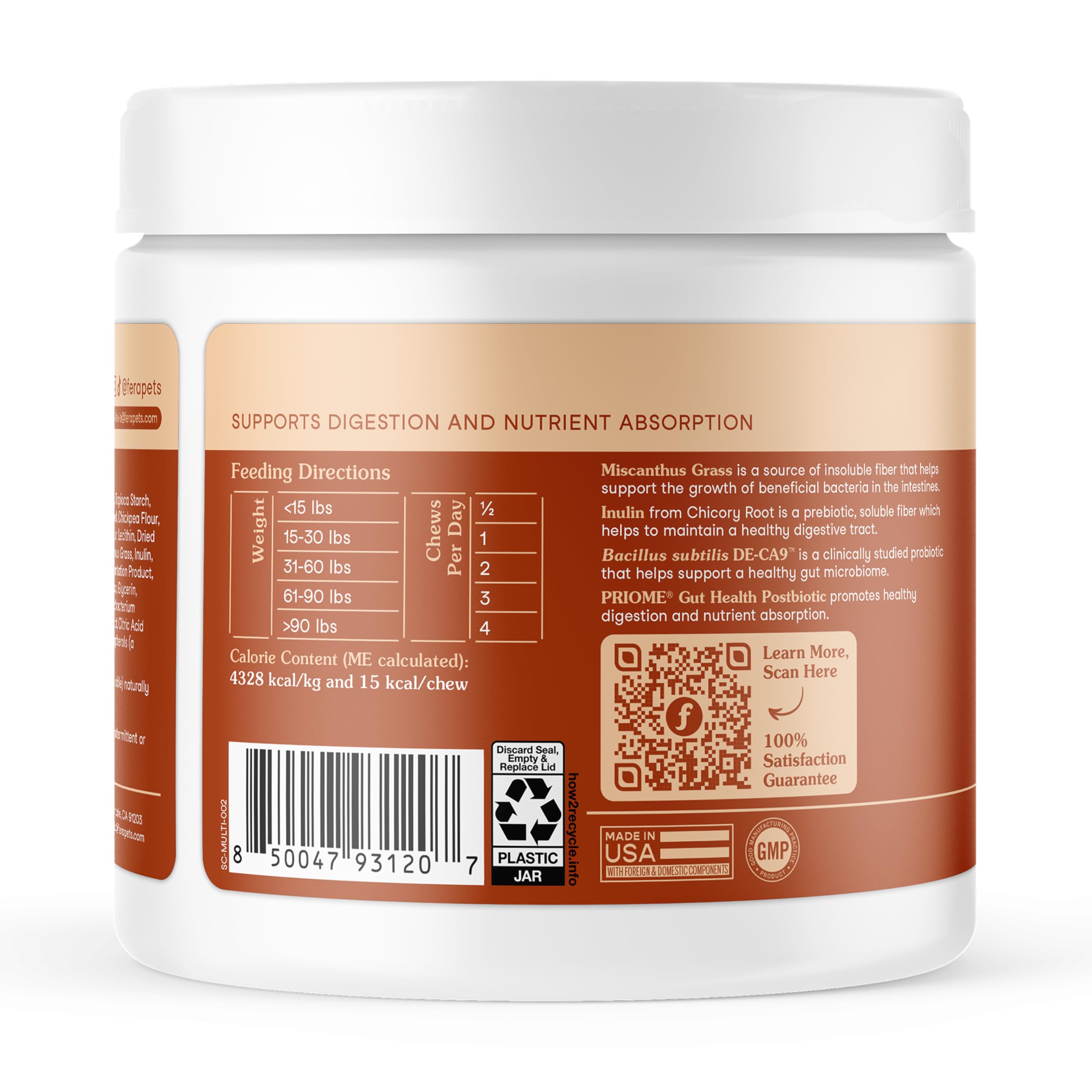 Fera Pets Probiotics for Dogs with Prebiotics and Postbiotics - Full Spectrum Gut Health Support - Promotes a Balanced Gut Microbiome - Boosts Immune Health - 30 Soft Chews Fera PetsAu supplements