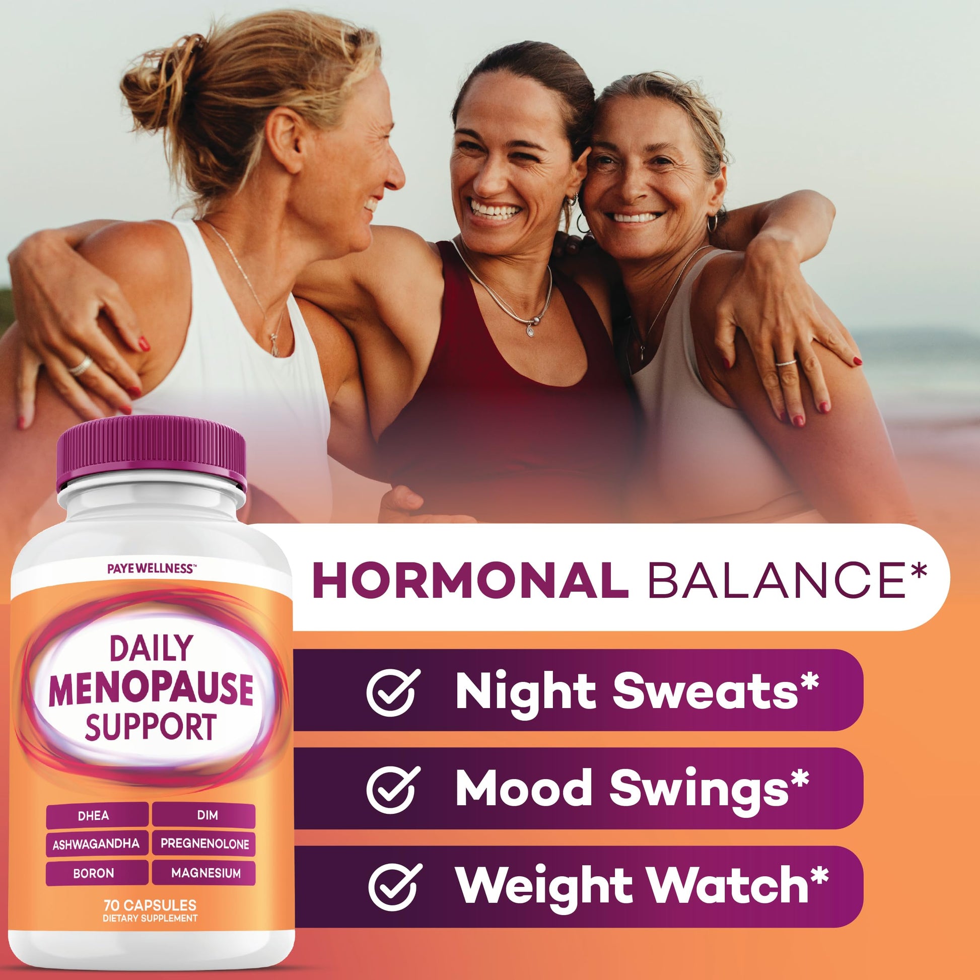 Menopause and Perimenopause Supplement for Women 10-1 Relief Formula for Hot Flashes, Night Sweats, Mood, Energy & Hormone – DIM, Ashwagandha, Vitamin D, DHEA, Zinc, Magnesium 2-Pack, 140 Capsules PAYÉAu supplements