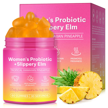 WeiWeiLa Feminine Probiotics Gummies for Women Probiotic Gummies with Slippery Elm | Natural Pineapple Flavor | Supports Feminine pH Balance & Comfort | 60 Vegan Gummie for Daily Wellness WeiWeiLaAu supplements
