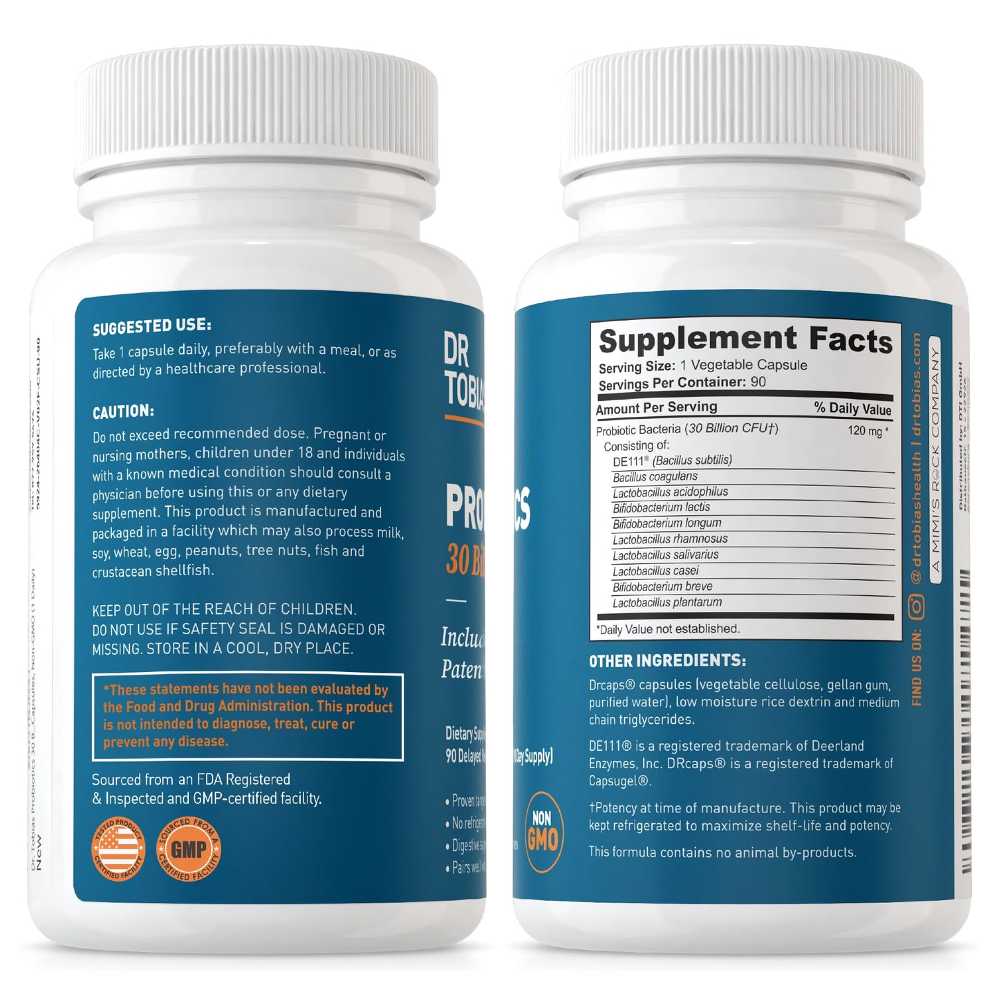 Dr. Tobias Probiotics 30 Billion, 10 Strains, 30 Billion CFU's, Targeted Release Probiotics Dr. TobiasUS supplements