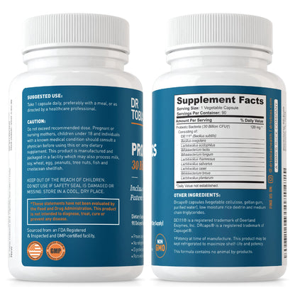 Dr. Tobias Probiotics 30 Billion, 10 Strains, 30 Billion CFU's, Targeted Release Probiotics Dr. TobiasUS supplements