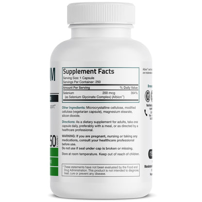 Bronson Selenium 200 mcg – Yeast Free Chelated Amino Acid Complex - Essential Trace Mineral with Superior Absorption BronsonUS supplements