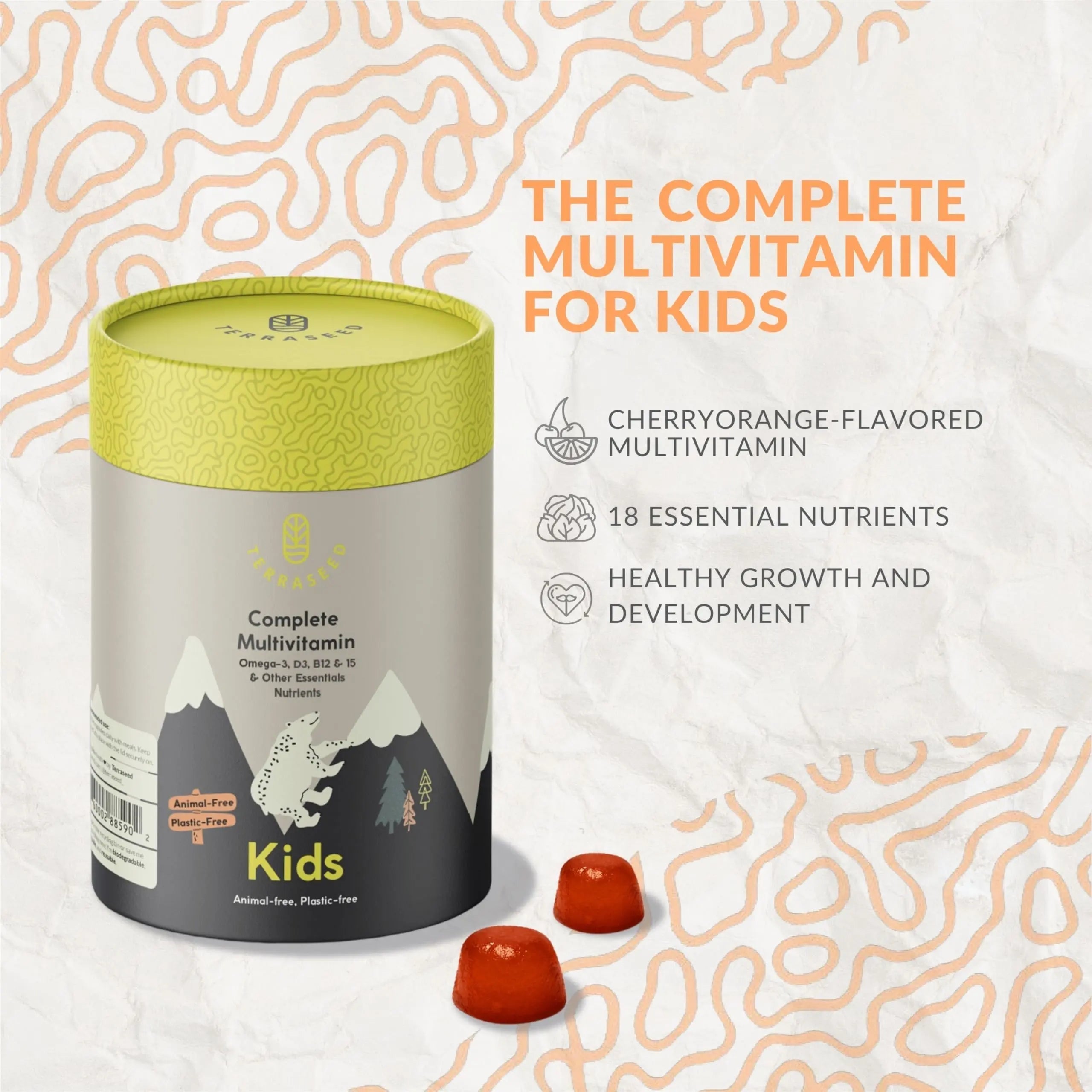 Terraseed Complete Kids Multivitamin Gummies - with Omega 3,6,9, Vitamin B12, Folic Acid, Iodine, Vitamin C, Zinc - Kids Daily Essential Vitamins TerraseedAu supplements