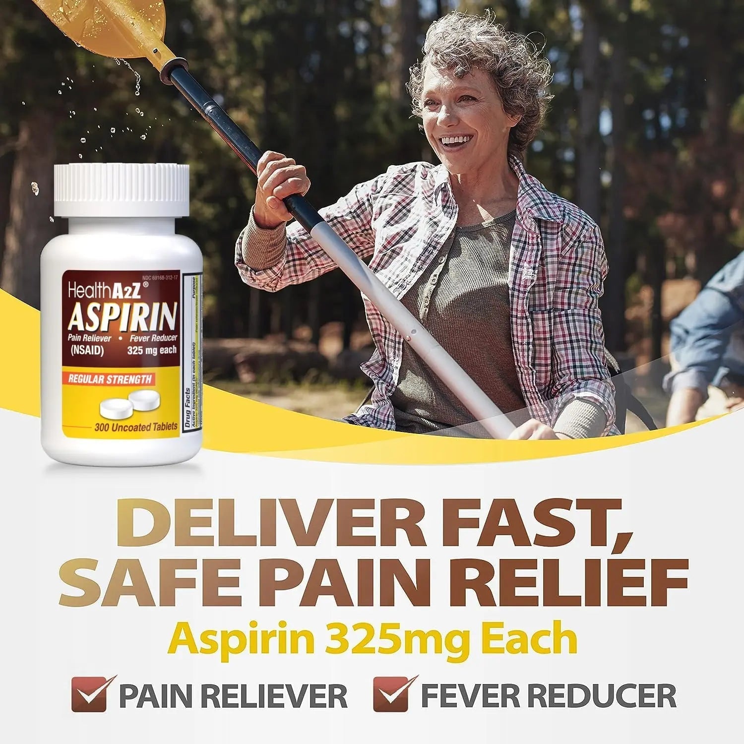 HealthA2Z® Aspirin 325mg | Uncoated Tablets |Original Strength | Pain Reliver | Fever Reducer | Compare to Bayer® Active Ingredients… (300 Counts) HealthA2ZAu supplements