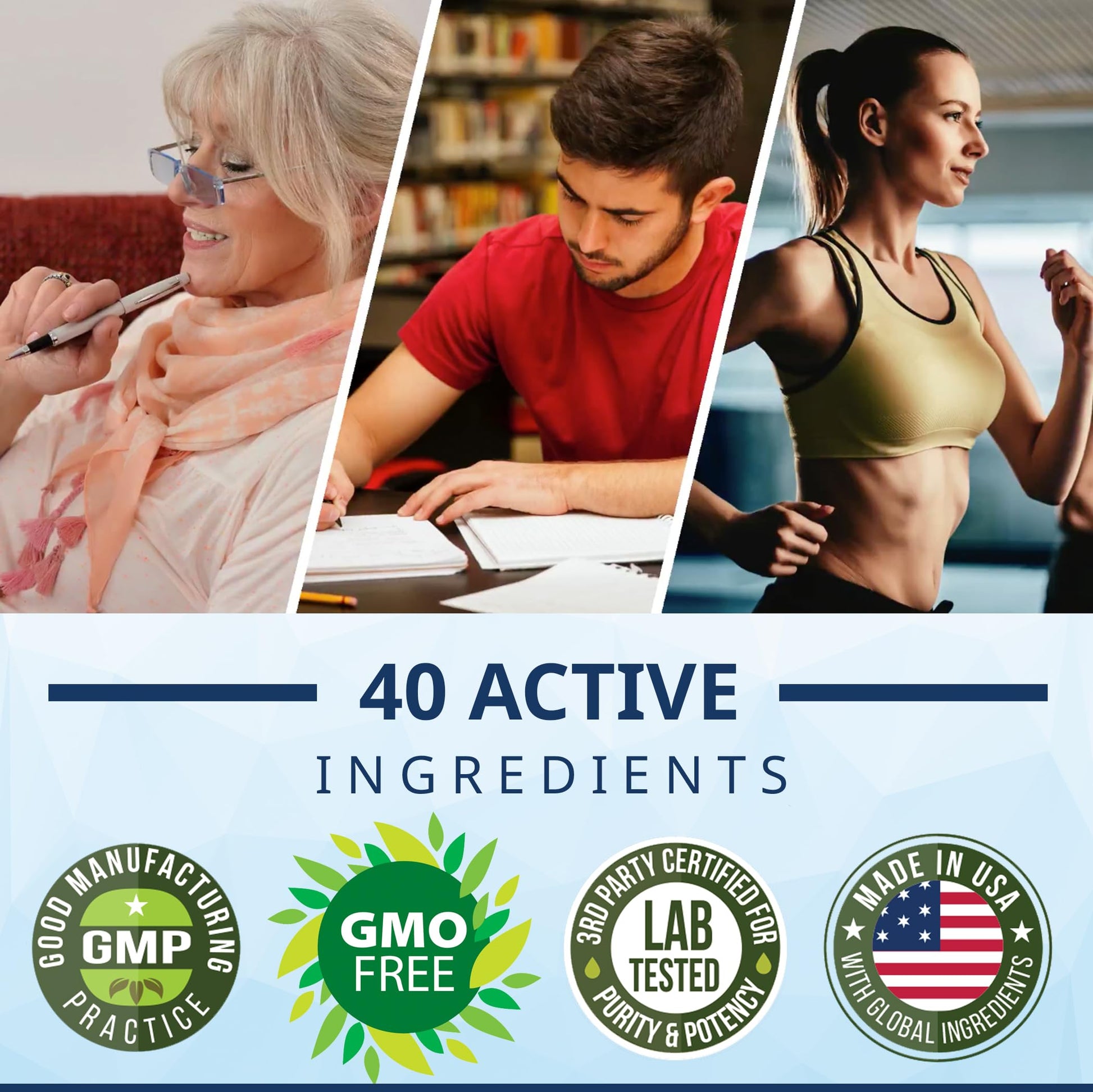 40-in-1 Brain Booster Supplement for Focus, Memory, Clarity, Energy | Advanced Vitamins Plus eBook | for Men & Women, Cognitive Function Nootropic Support with DMAE, Mind Health Formula | 60 Capsules NATURE'S BRANCHAu supplements